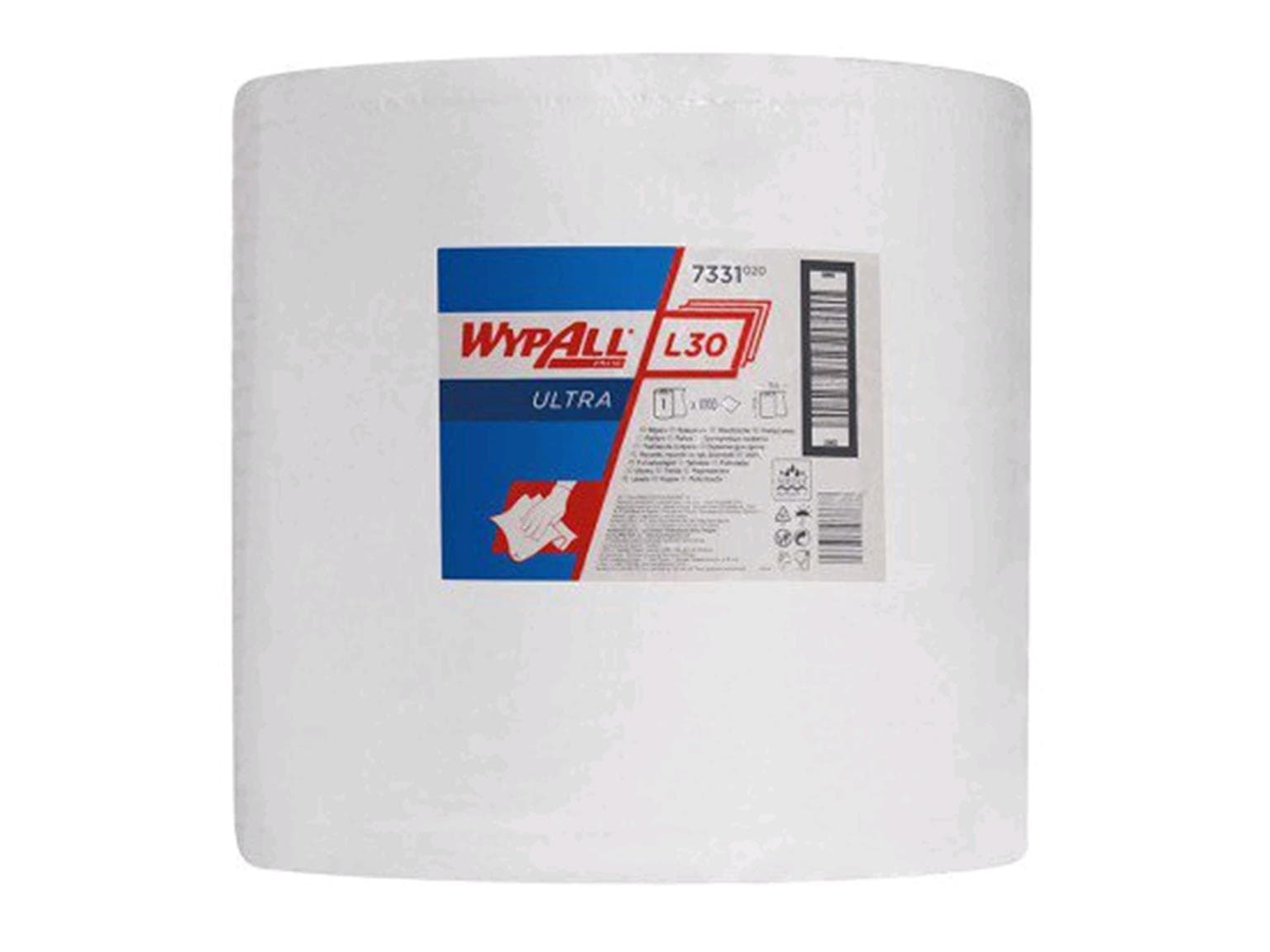 Rouleaux de chiffons de nettoyage Wypall L30 Ultra, 3 plis, blancs, 38 x 37 cm, perforés, 1 000 chiffons
