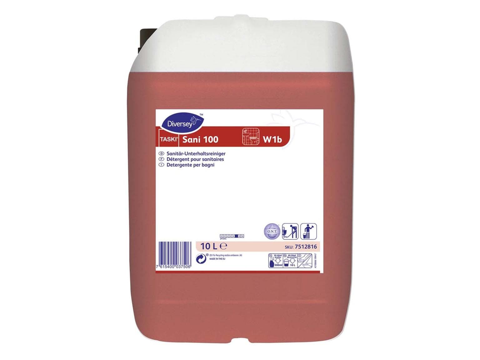 Detergente per la manutenzione dei sanitari TASKI Sani 100 W1b, tanica da 10 l