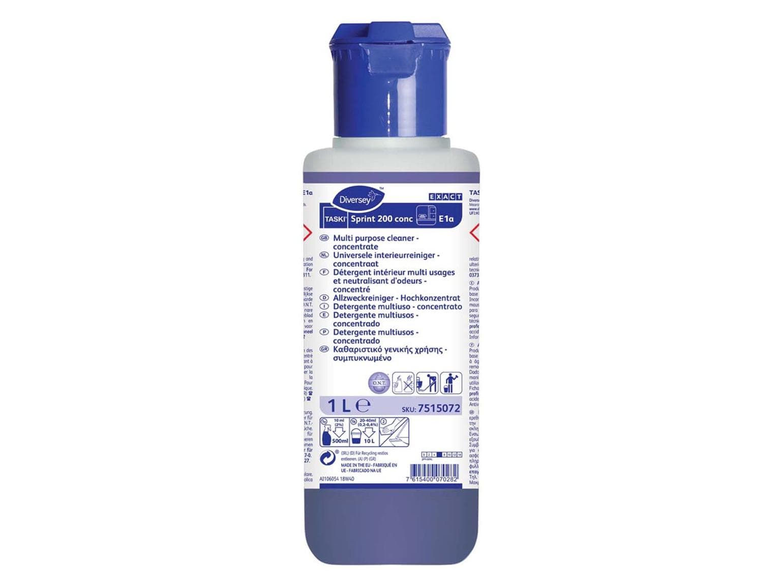Detergente di manutenzione a base alcolica TASKI Sprint 200 conc. E1a, 5 flaconi da 1L