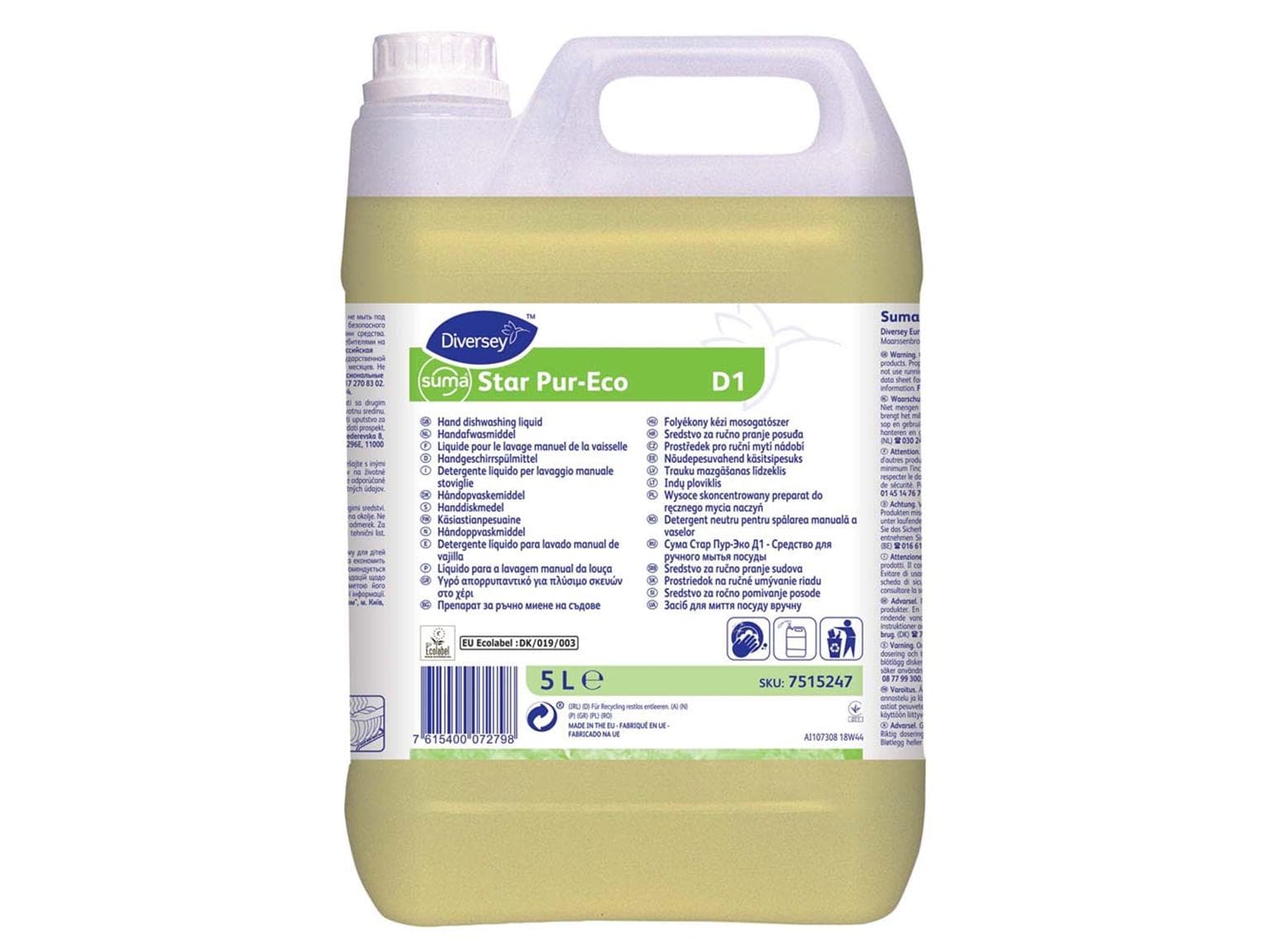 Détergent vaisselle SUMA Star Pur-Eco D1, 2 bidons de 5 L