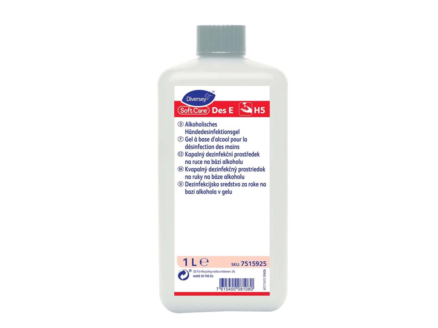 Gel désinfectant pour les mains TASKI Soft Care Des E5, 10 flacons de 1 L, flacon Euro