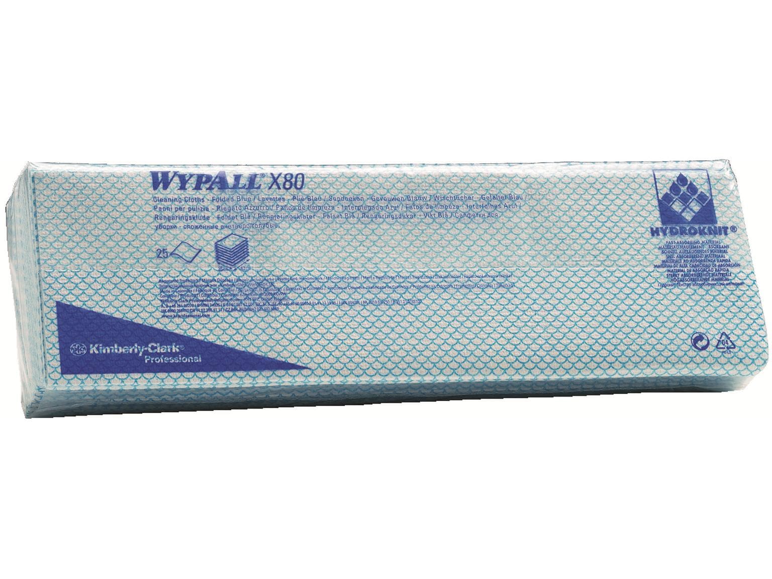 Chiffons de nettoyage Wypall X80 bleu 35 x 42 cm gaufrés Interfold