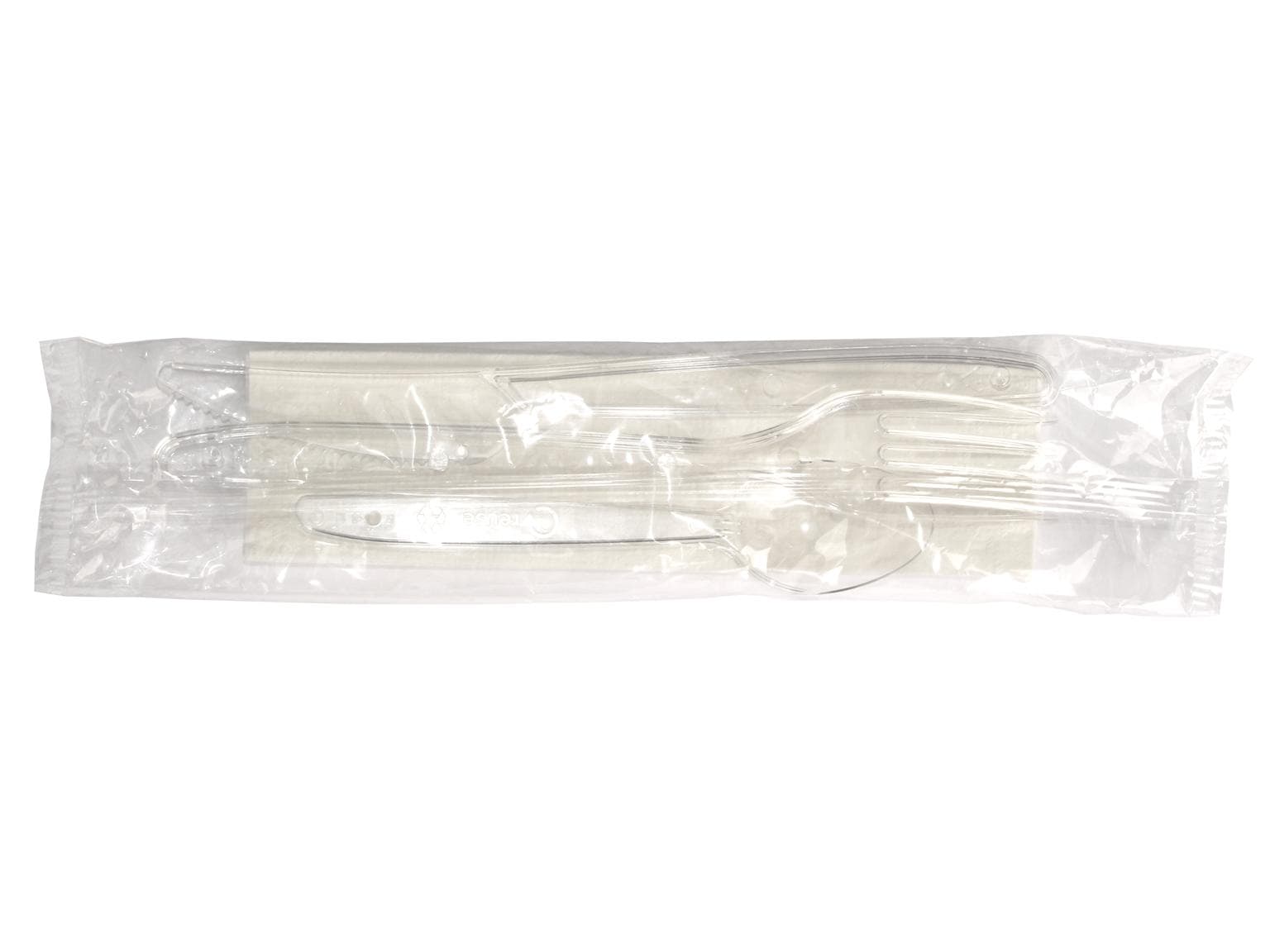 Set di posate monouso in plastica (PS) trasparente, coltello, forchetta, cucchiaino da caffè e