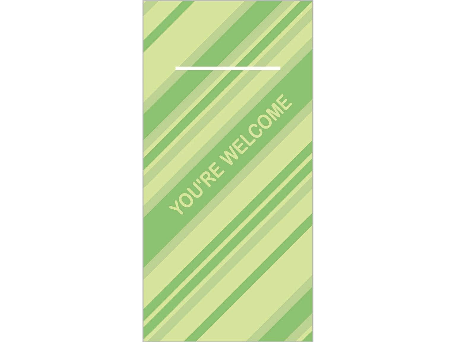 Tovagliolo monouso Airlaid 60 g/m², 40x40 cm 1/8 piega, "you're welcome" verde fresco.