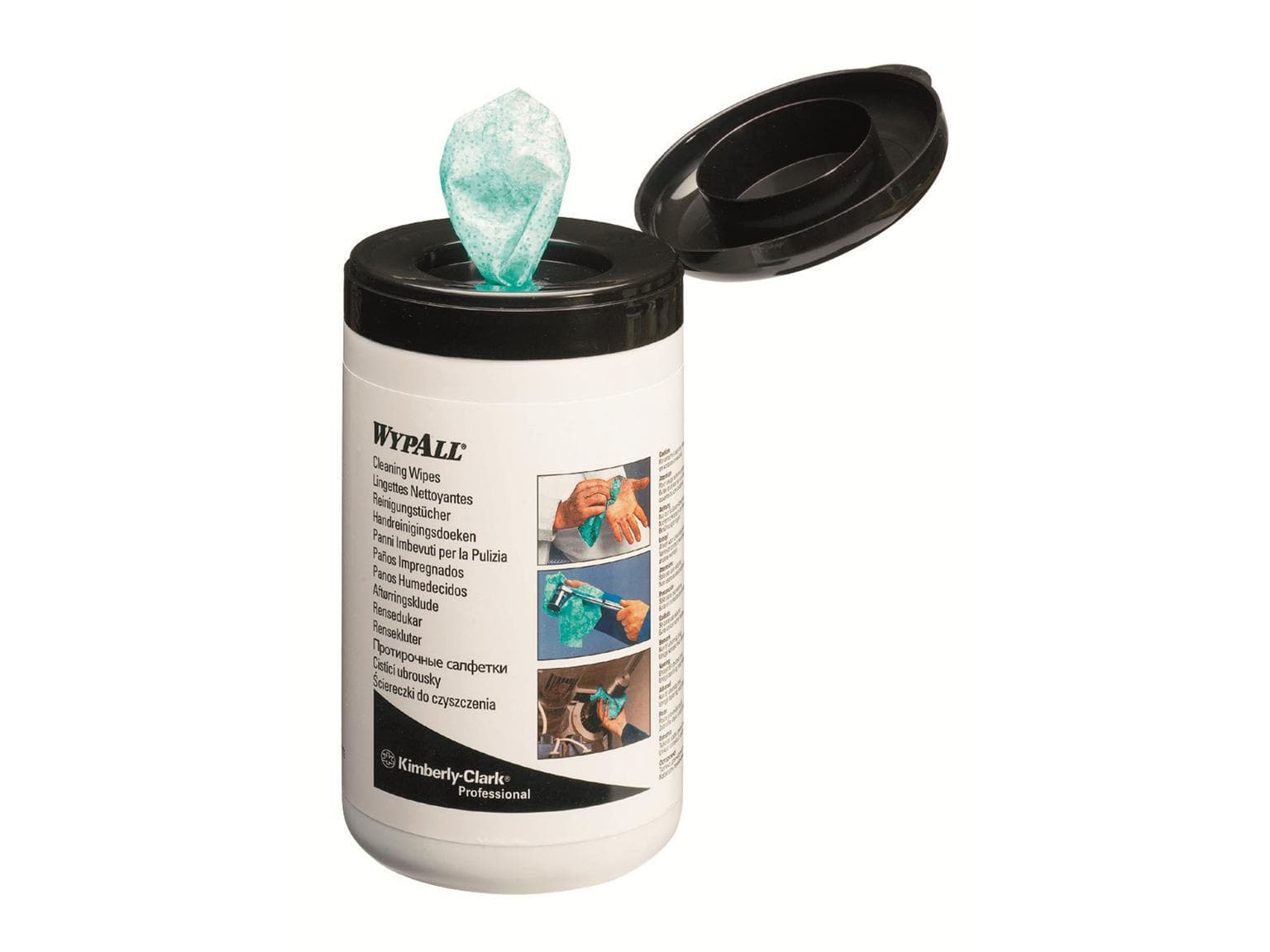 Lingette nettoyante pour les mains Kimtuf, humide, verte, 27 x 27 cm, verte, dans une boîte distributrice mobile