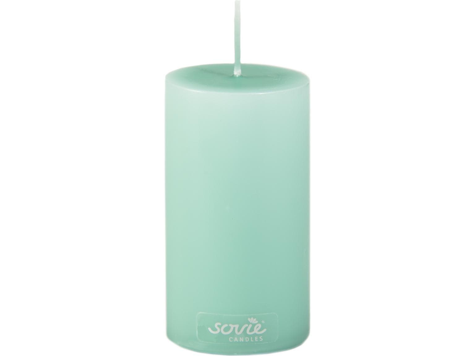 Candele a colonna, Ø 50 mm x 100 mm, verde giada