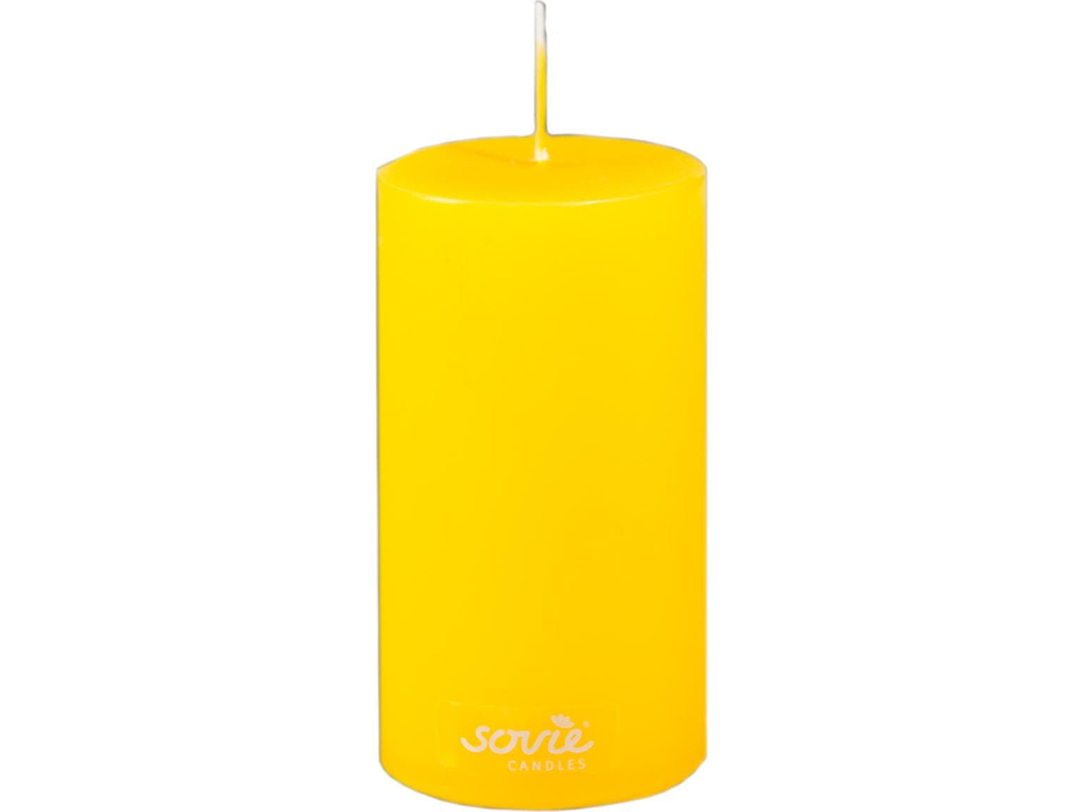 Candele a colonna, Ø 50 mm x 100 mm, giallo senape