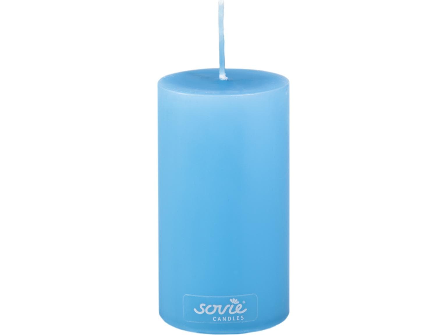 Candele a colonna, Ø 50 mm x 100 mm, blu acqua