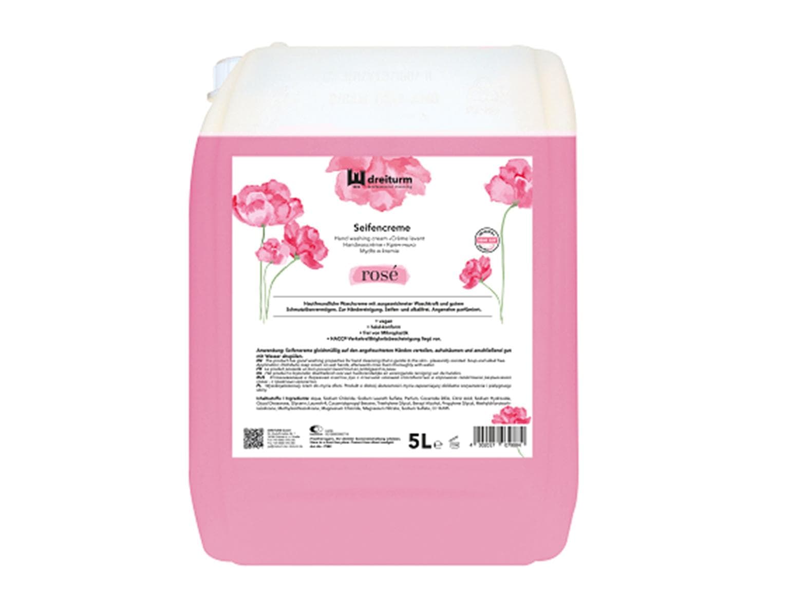 Sapone crema rosa delicato, 5 litri, delicato sulla pelle, ottimo potere lavante