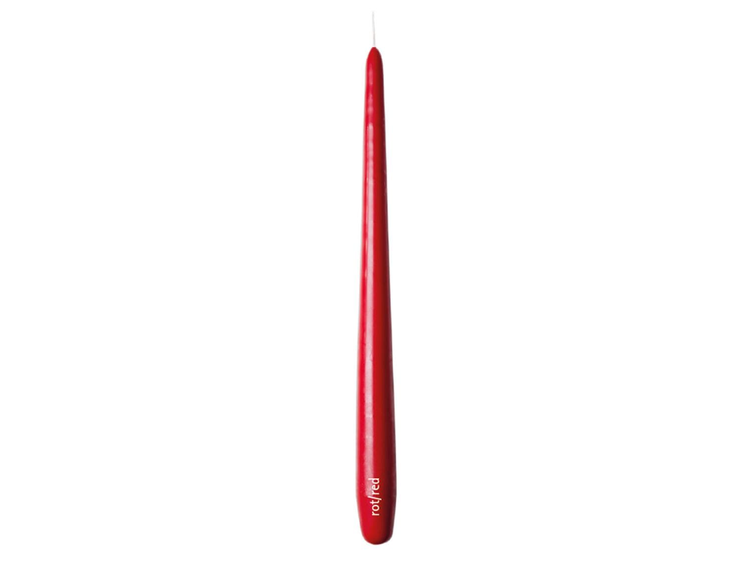 Bougies coniques haut de gamme, 2,2 x 28 cm, durée de combustion 10 heures, rouge