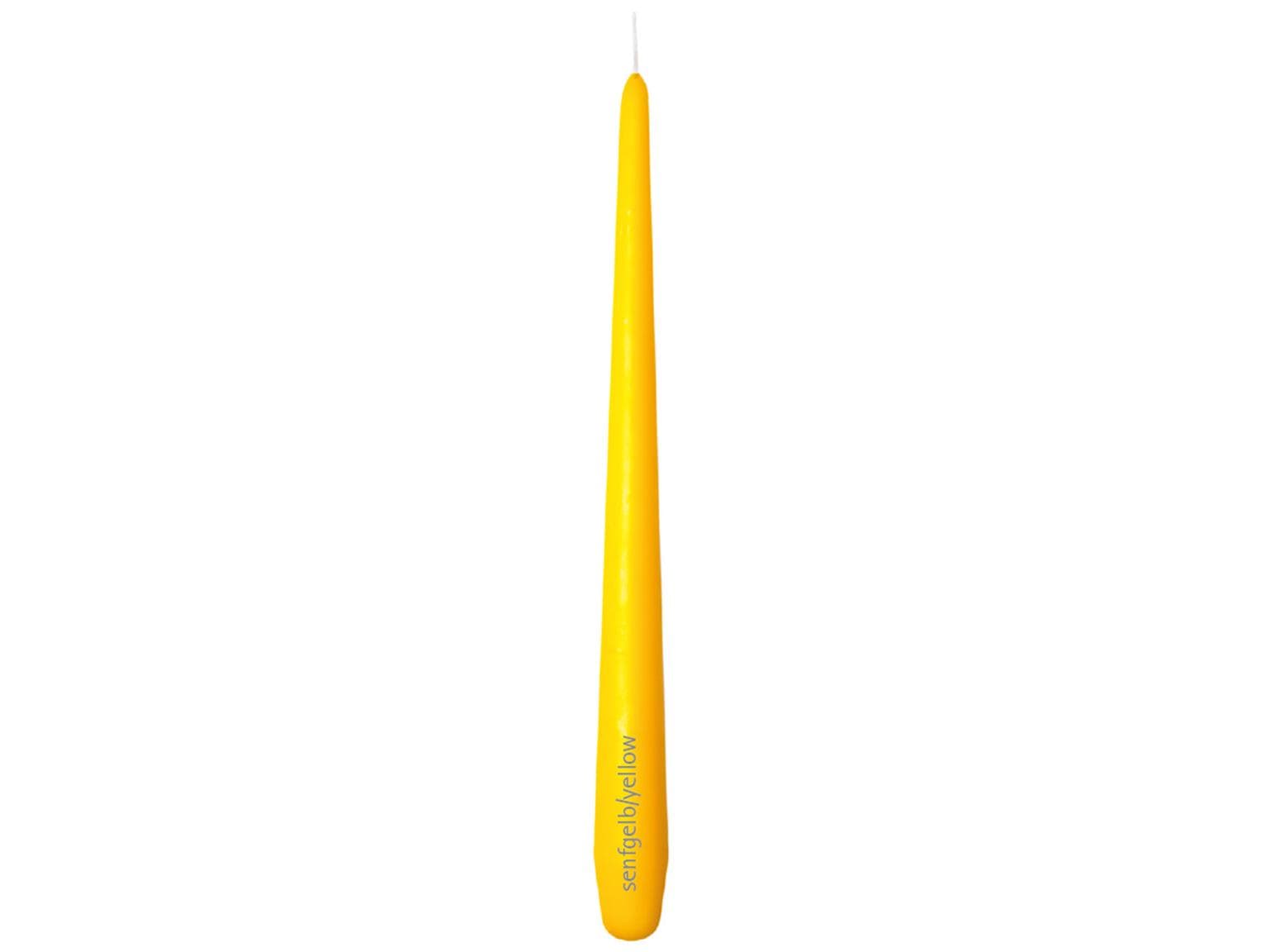 Bougies coniques haut de gamme, 2,2 x 28 cm, durée de combustion 10 heures, jaune moutarde