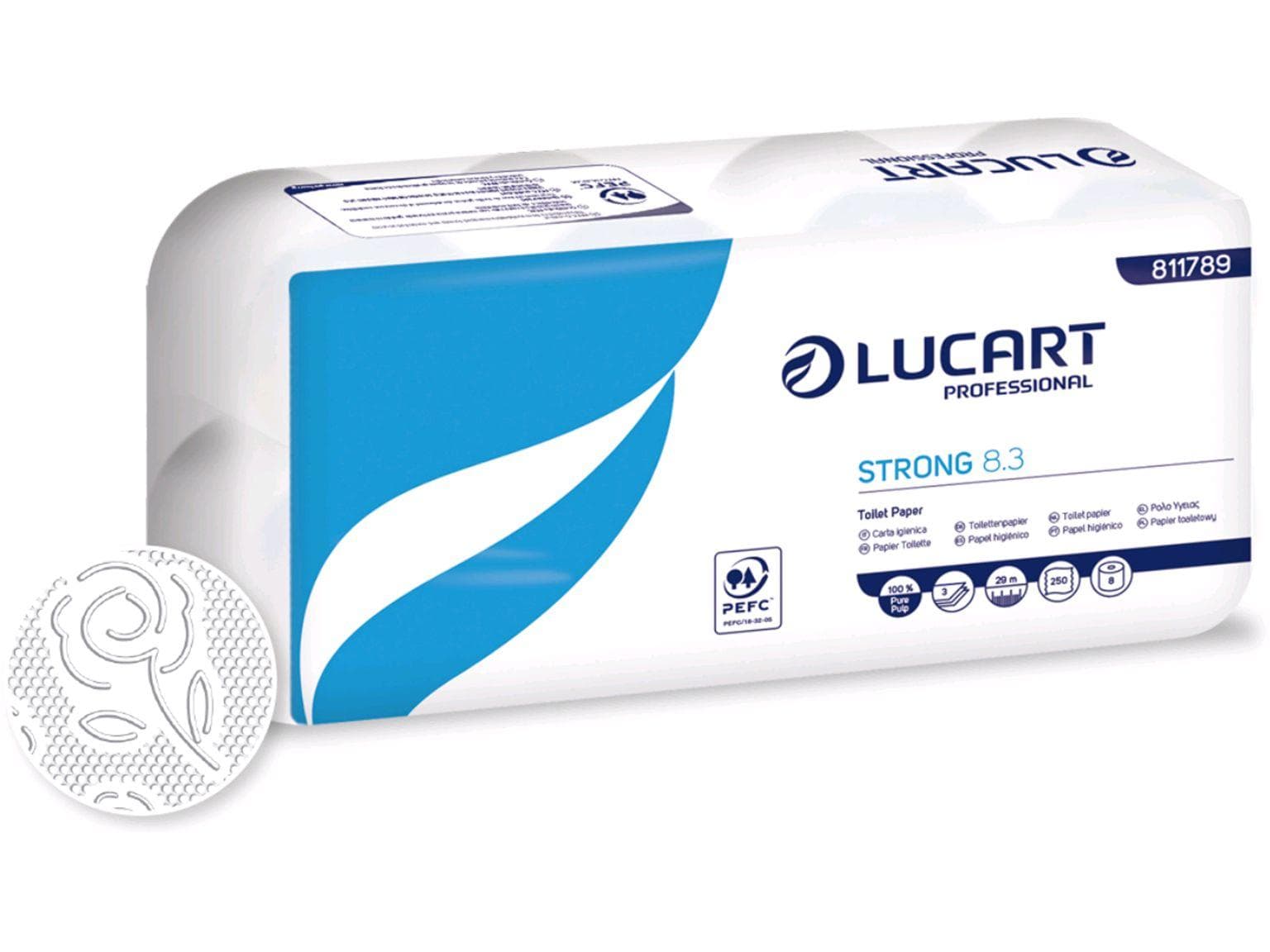 Carta igienica Strong, 100% cellulosa, 3 veli, bianco brillante, 250 fogli