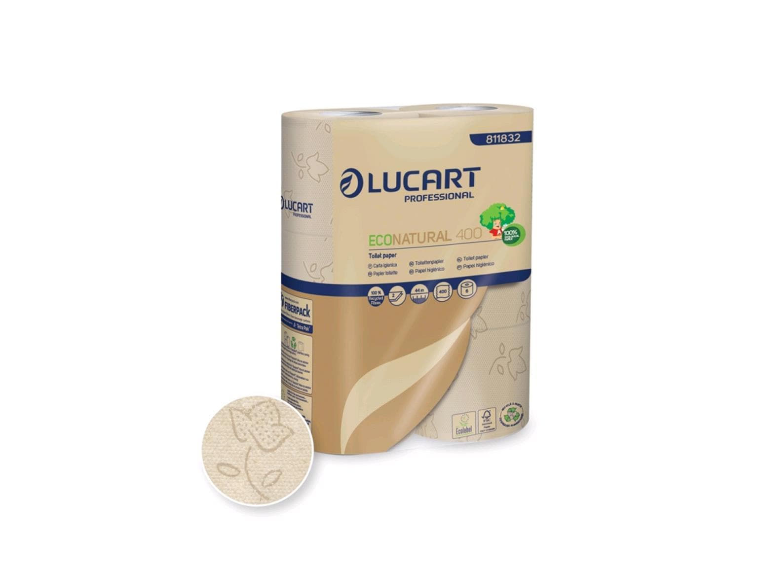 Carta igienica ECO Natural, cartone per bevande riciclato al 100%, 2 veli, beige naturale,