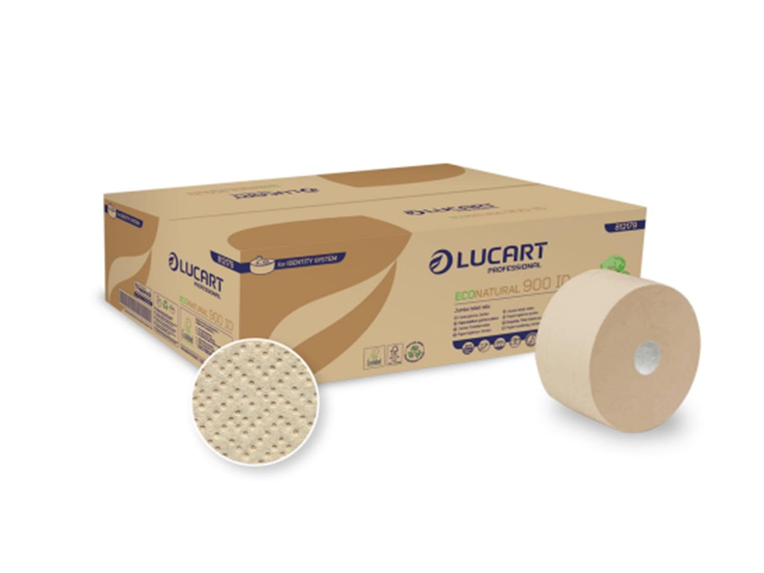Carta igienica ECO Natural 900 ID, Jumbo, cartone per bevande riciclato al 100%,