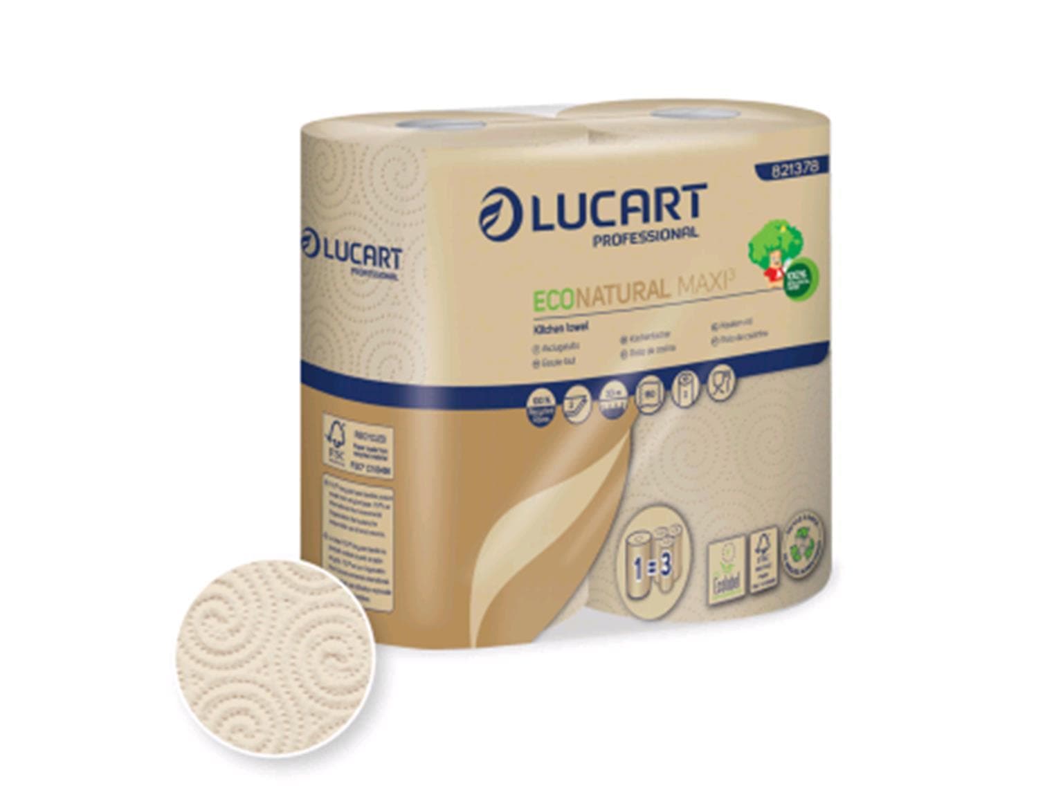 Rouleau ménager ECONatural Maxi 3, fabriqué à partir de cartons à boissons recyclés, 2 plis,