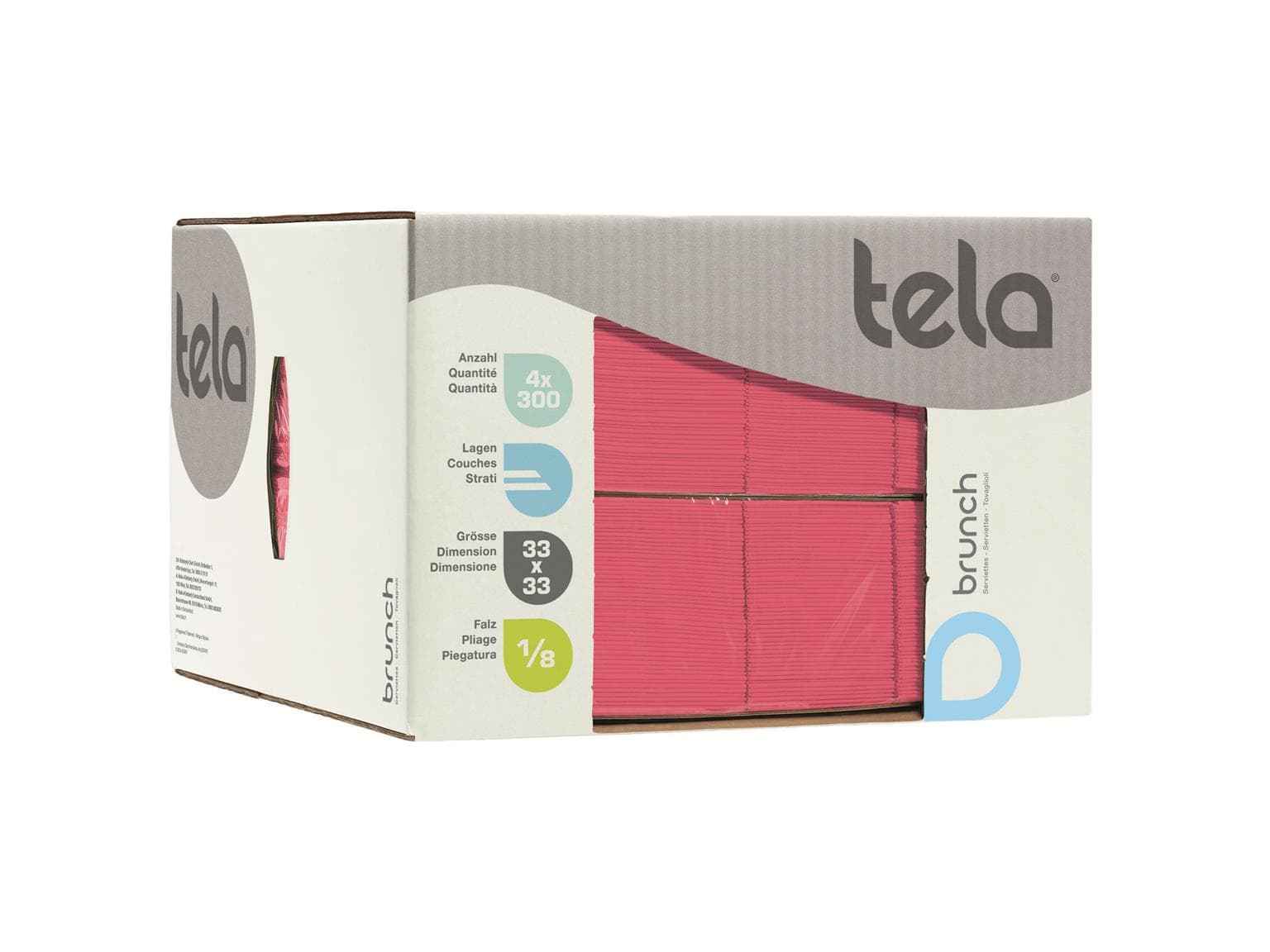 Serviettes Tela Guestline Brunch 2 plis 33 x 33 cm, pli 1/8, rouge