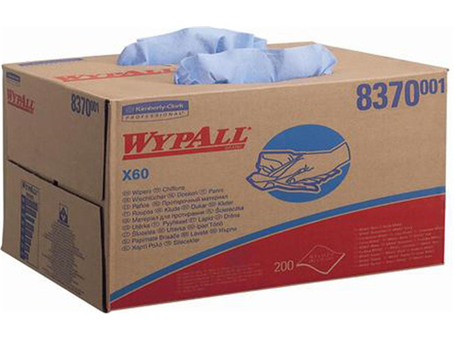 Chiffons de nettoyage Wypall X60 bleu clair interpliés 31 x 42 cm gaufrés BRAG Box