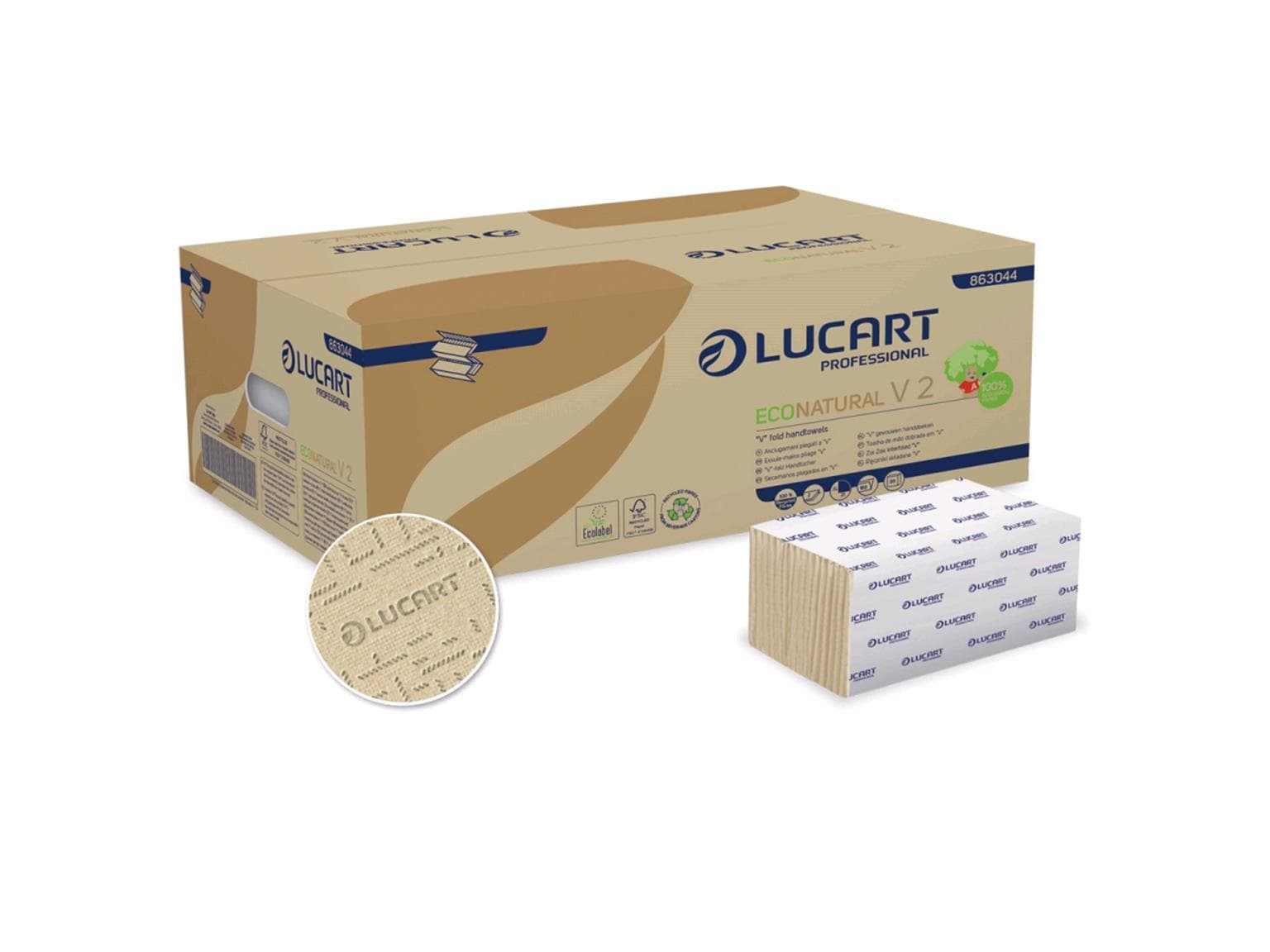 Serviettes pliées Eco Natural V 2, 100% carton de boisson recyclé, 2 plis,