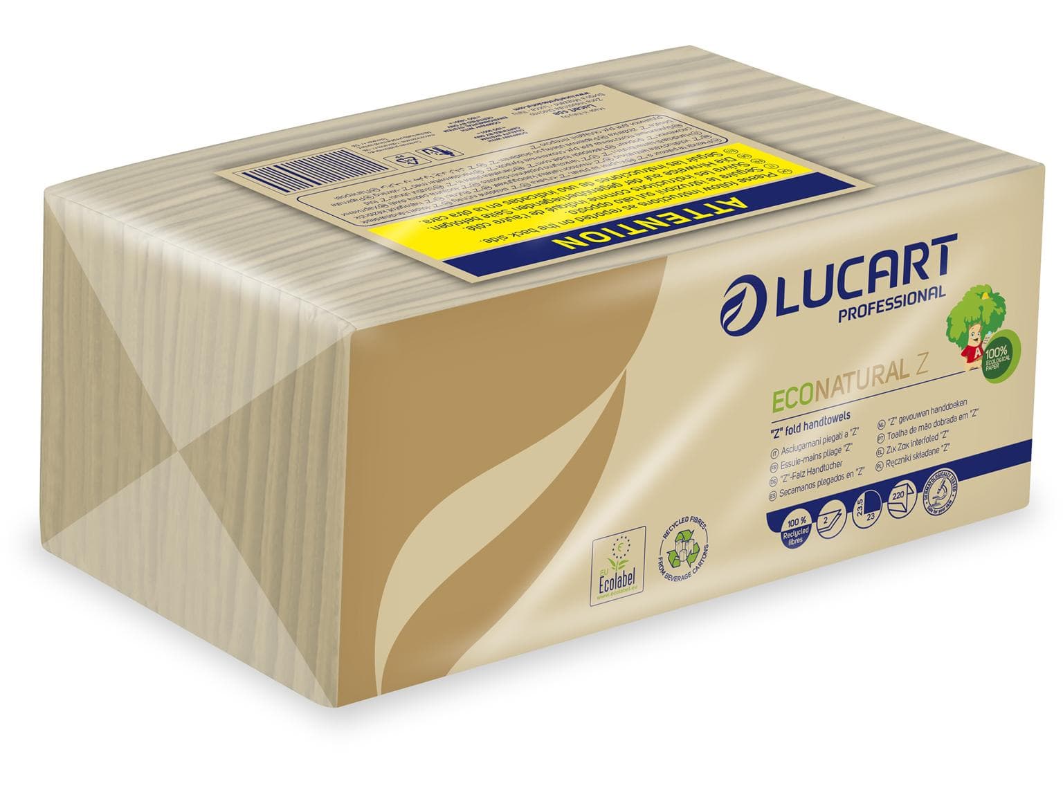 Asciugamani piegati ECO Natural Z, cartone per bevande riciclato al 100%, 2 veli,