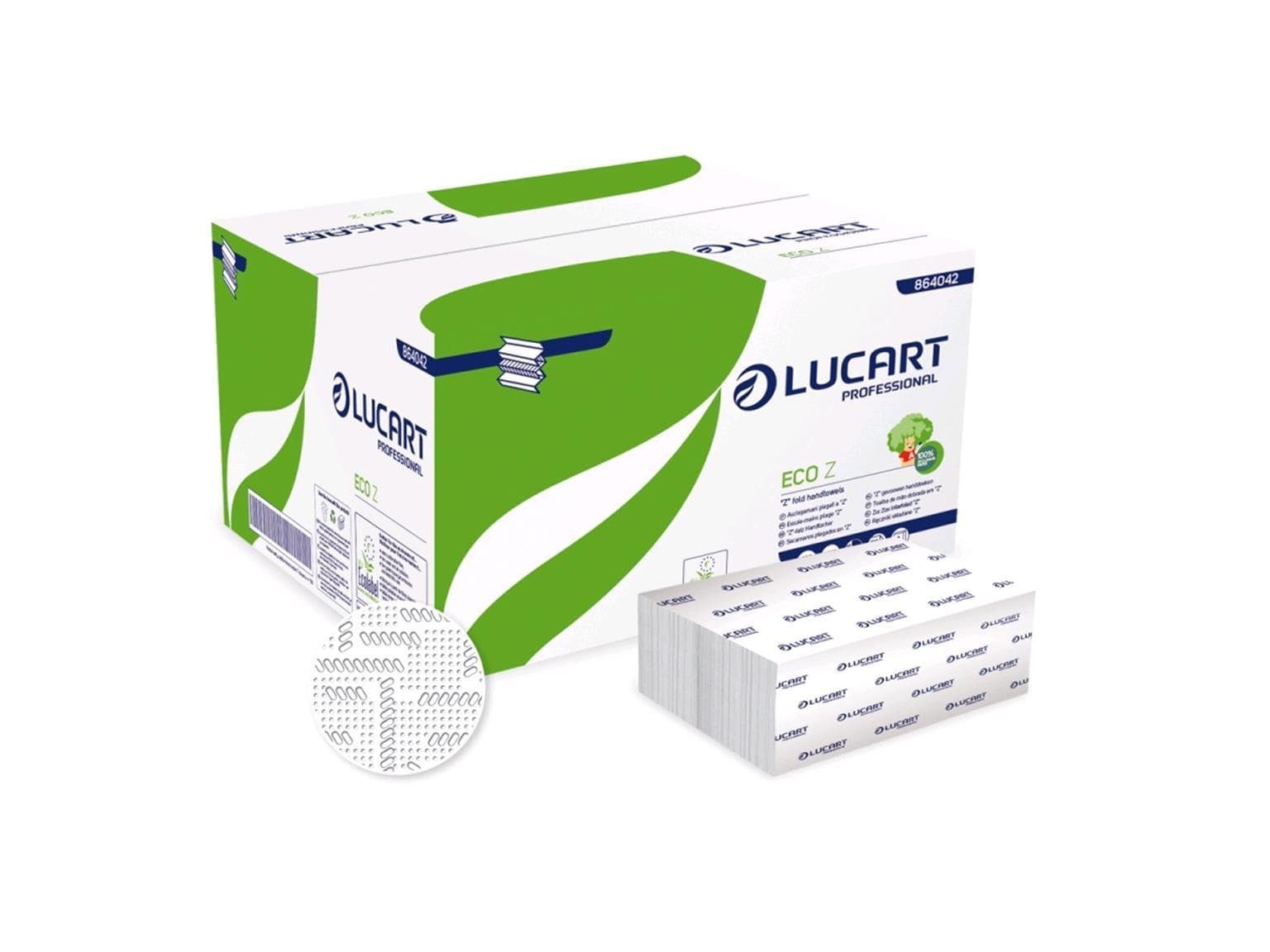 Serviettes pliantes Eco Z, éco-blanc, 2 plis, blanc brillant, pliage en Z, 22,5 x 24 cm,