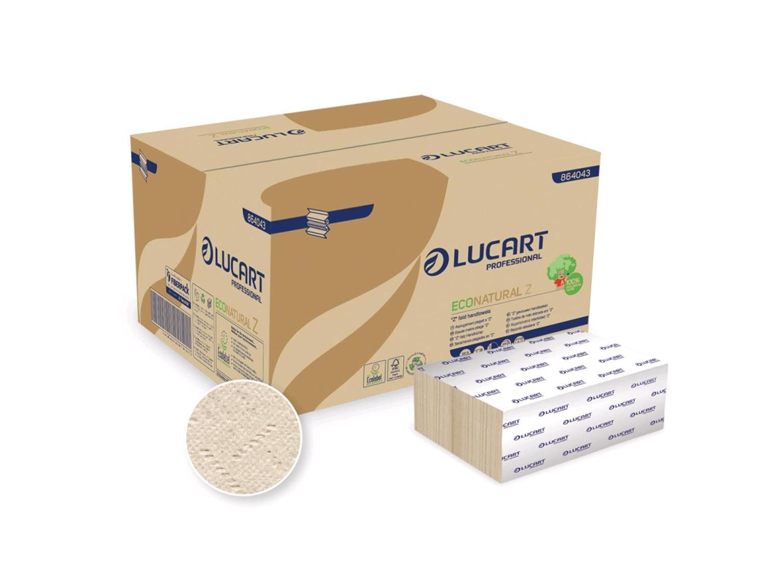 Asciugamani piegati Eco Natural Z, cartone per bevande riciclato al 100%, 2 veli,