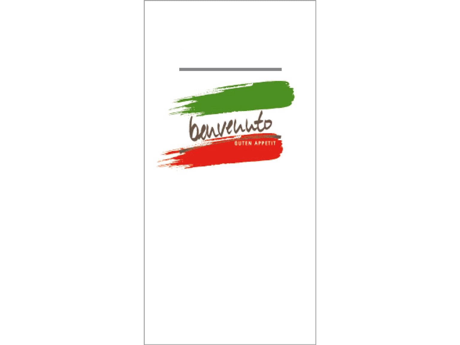 Tovagliolo monouso Airlaid, 40 x 40 cm, piega 1/8, "BENVENUTO"