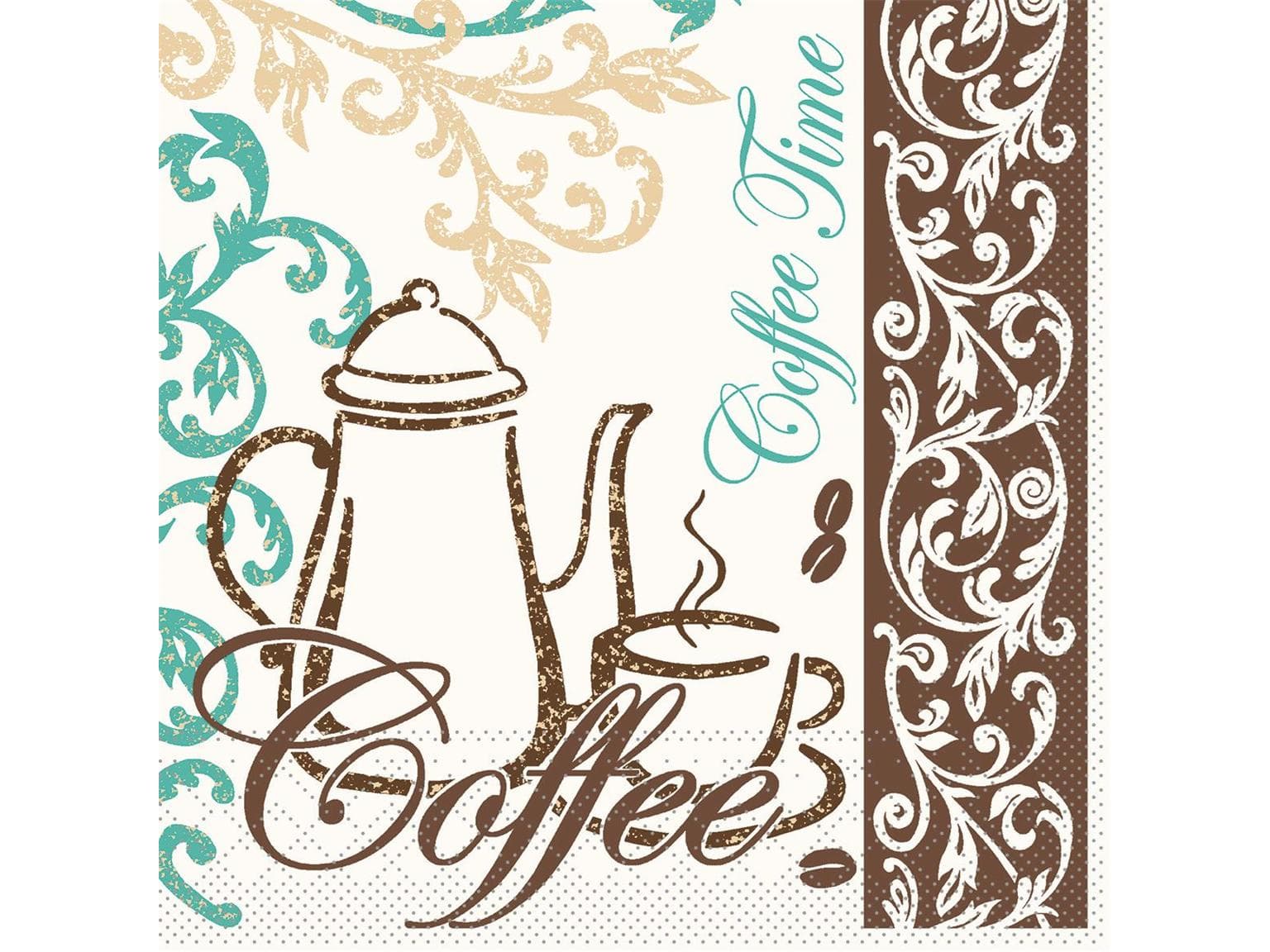 Tovaglioli in tessuto 3 veli, 33 x 33 cm, piegati 1/4, "CAFFÈ / TÈ" Caffè / Tè