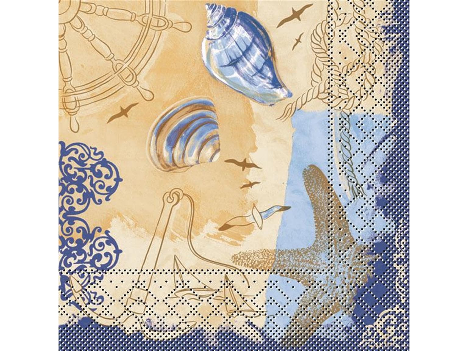 Tovaglioli in carta velina a 3 veli, 33 x 33 cm, piegati a 1/4, "DEL MAR"