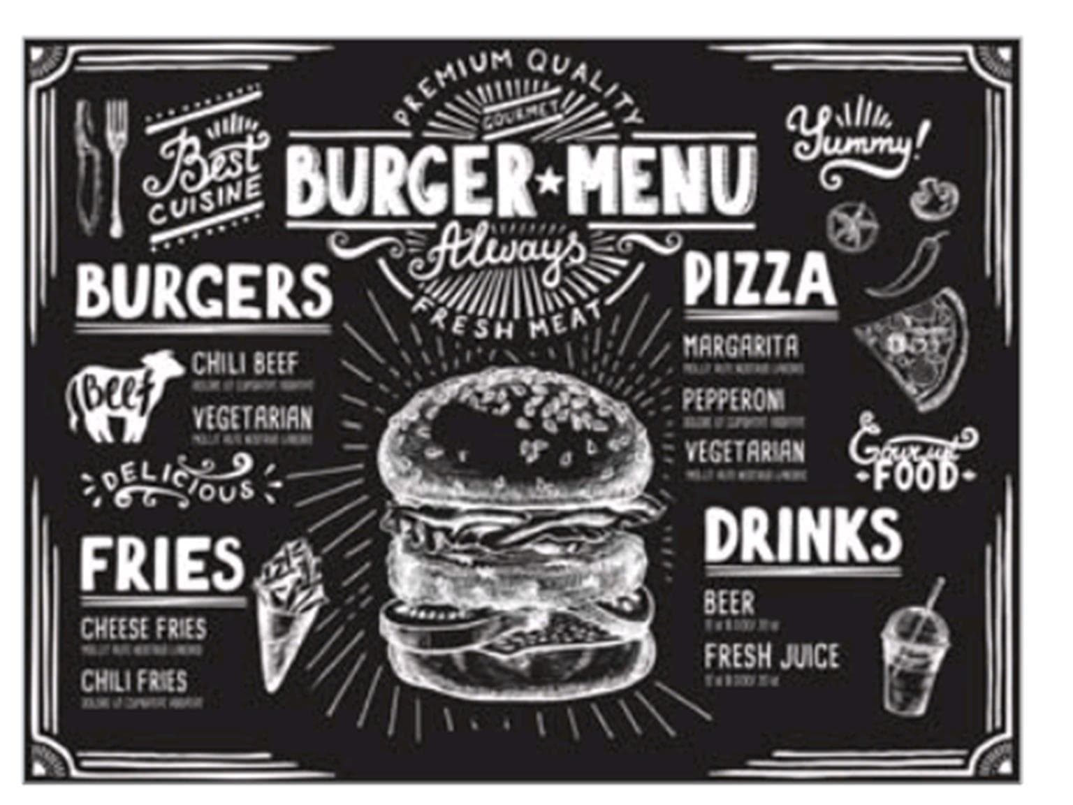 Set de table en papier, 40 x 30 cm, Menu Burger