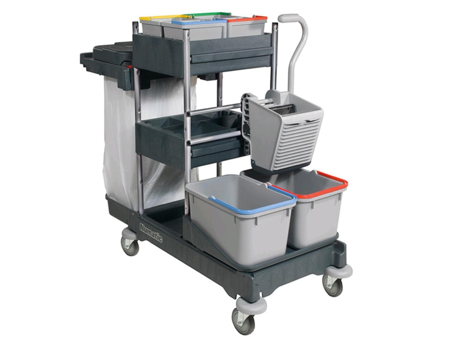 Carrello per la pulizia ProCar 7 VA, versione in acciaio inox (SCG1705 con SBA1GS)