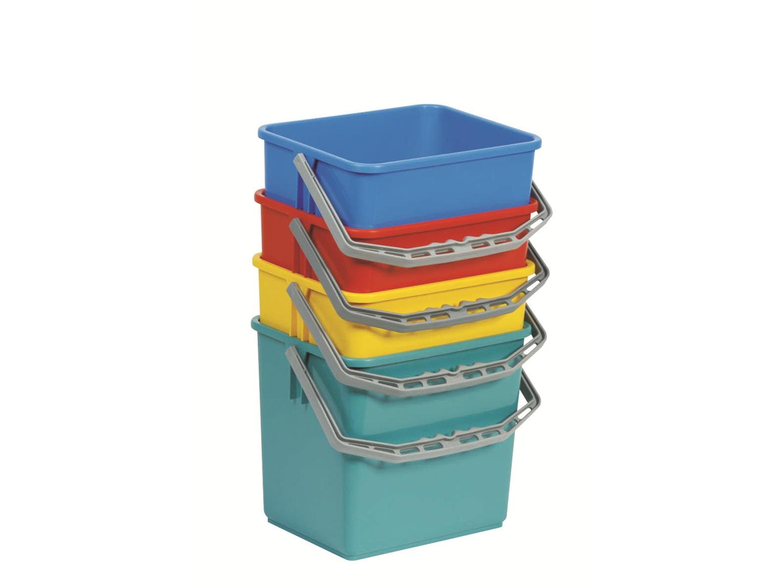 Secchio quadrato da 6 litri, blu, in plastica, con manico