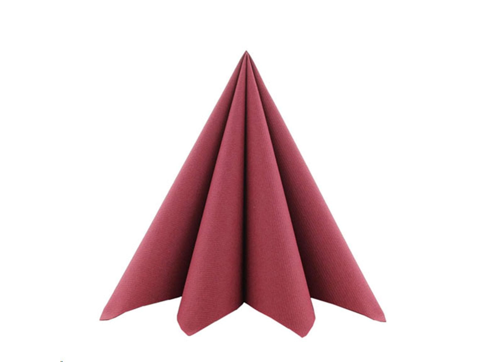 Tovaglioli Softpoint, 40 x 40 cm, piegati in 1/4, bordeaux, non stampati
