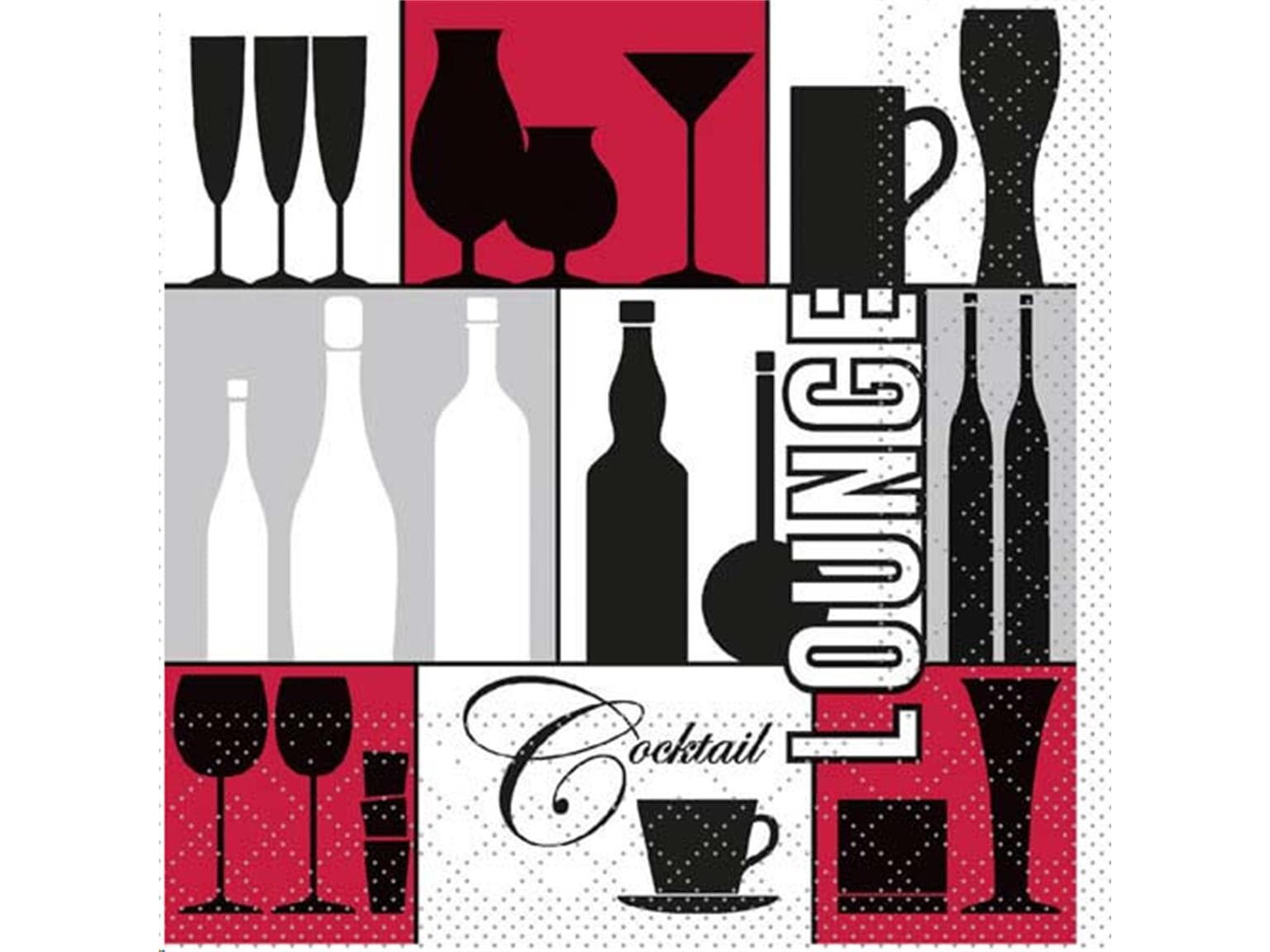 Tovaglioli in tessuto 3 veli, 24 x 24 cm piegati 1/4, Cocktail Lounge