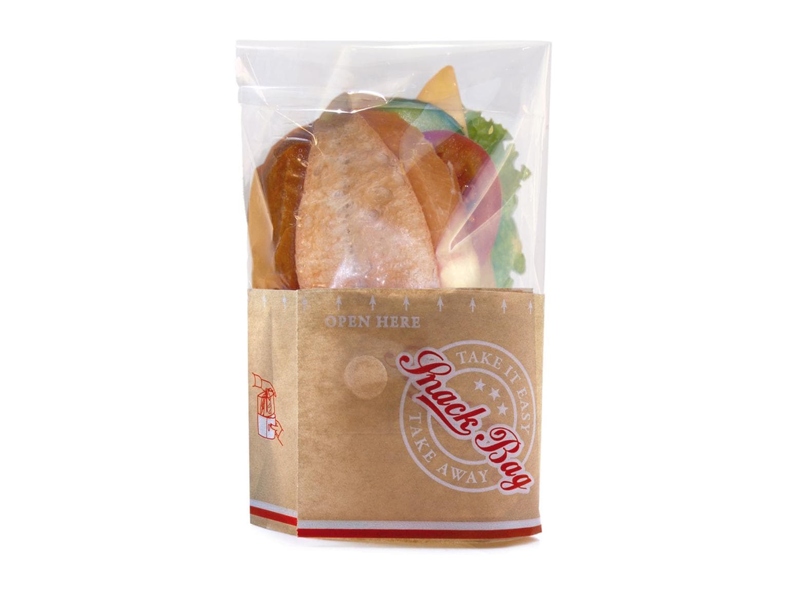 Sachet Snack Kraft brun naturel ingraissable 40 gm2 + film PET 19 my, perforé,