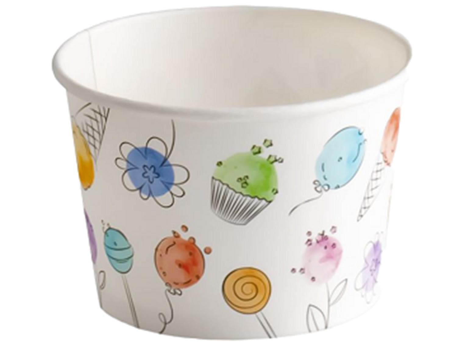 Coupe à glace 290 cc (ø 94 mm, hauteur 64 mm), en carton, avec impression standard