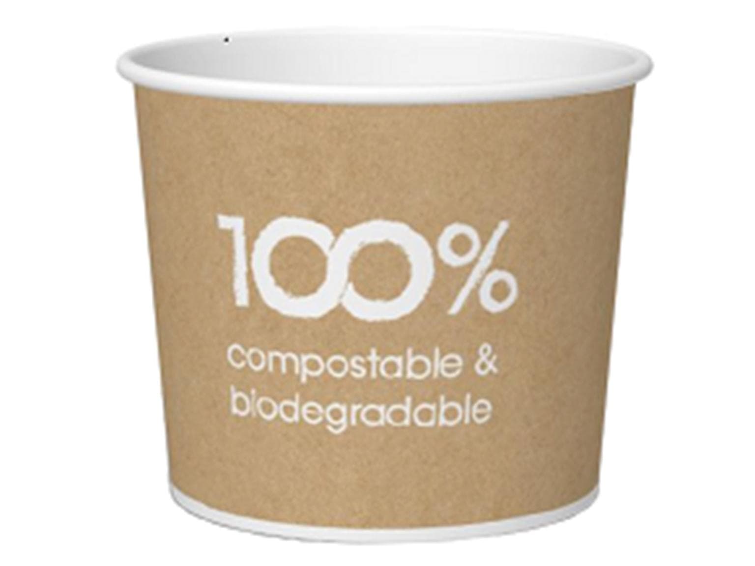 Pot à glace 500 cc (ø 103 mm, hauteur 85 mm), en carton blanc, avec impression standard