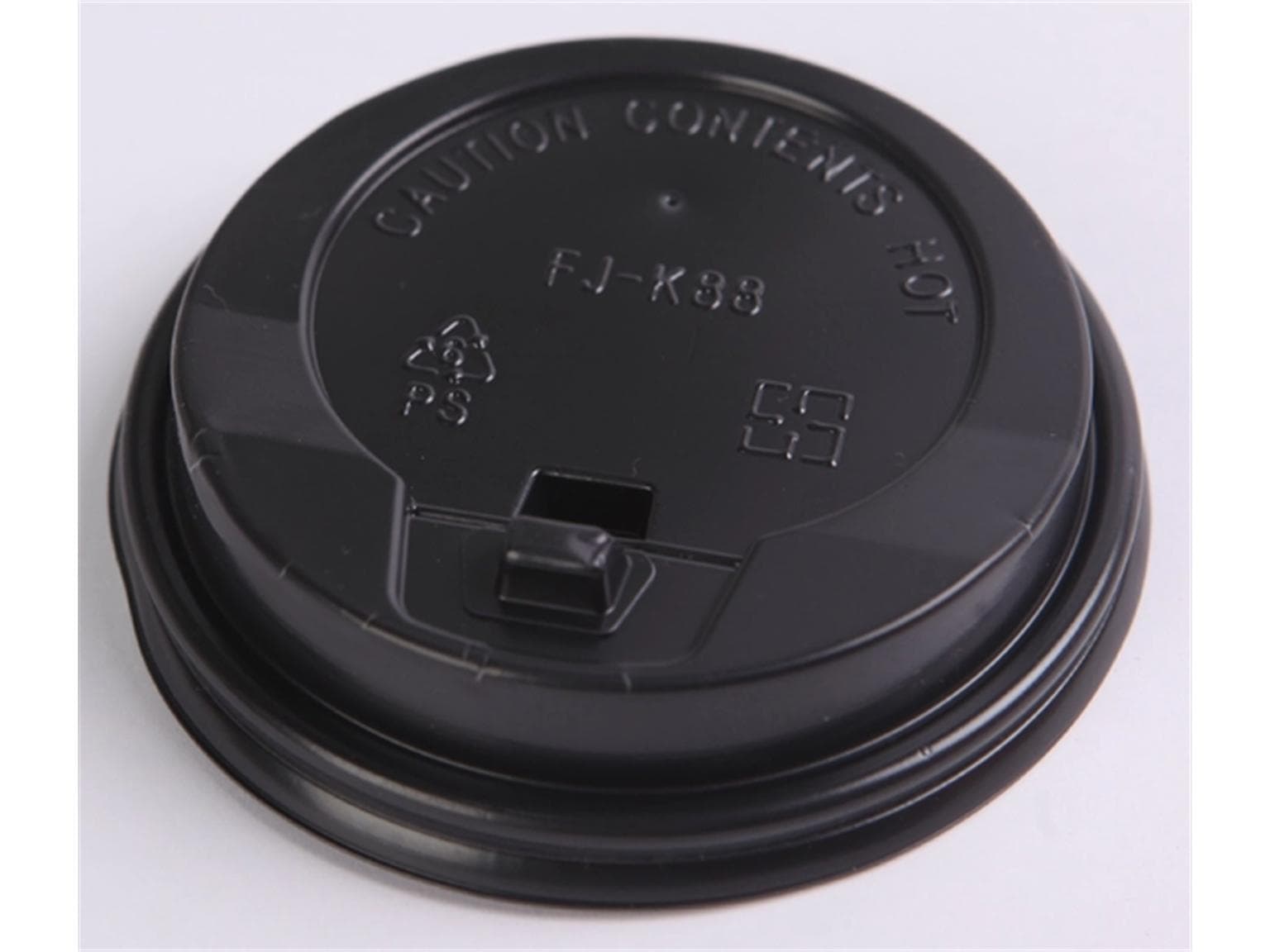 Couvercle PS noir, avec trou pour boire, ø 90 mm, adapté pour mug à café 3 dl