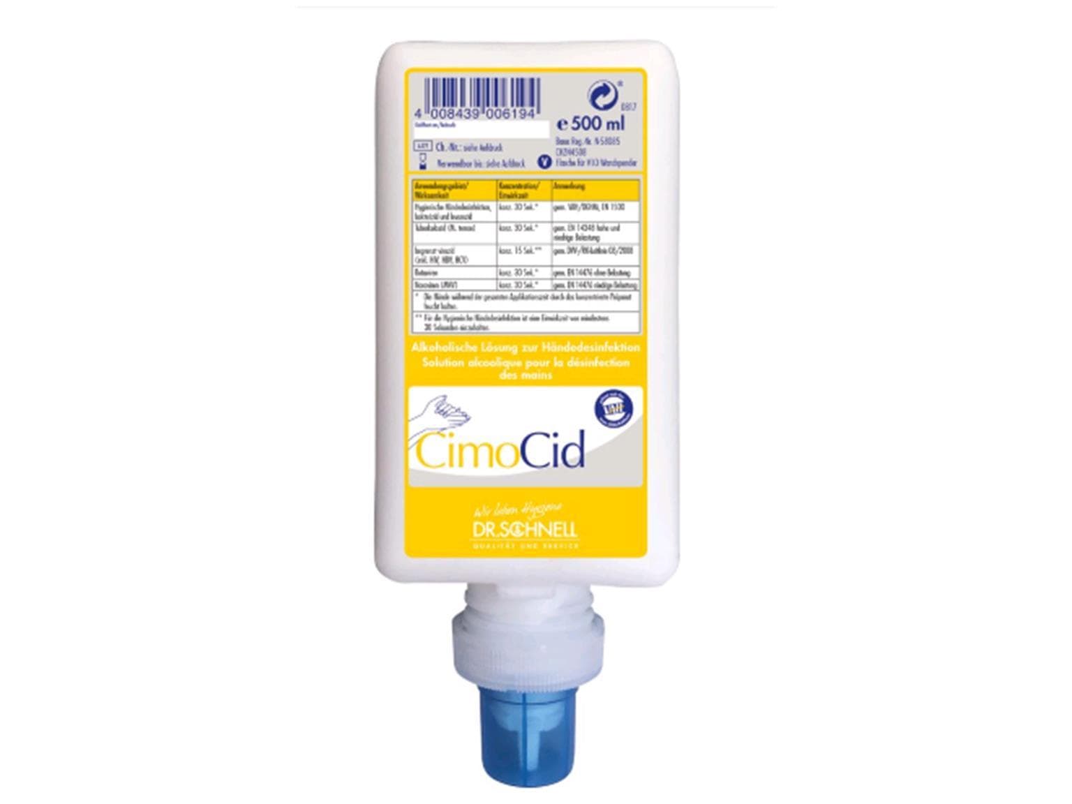 Désinfectant pour les mains CimoCid pour le secteur alimentaire, V10,