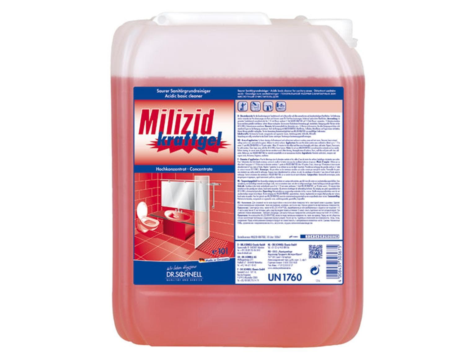 Milizid Kraftgel, detergente sanitario acido, rimuove lo sporco estremamente forte