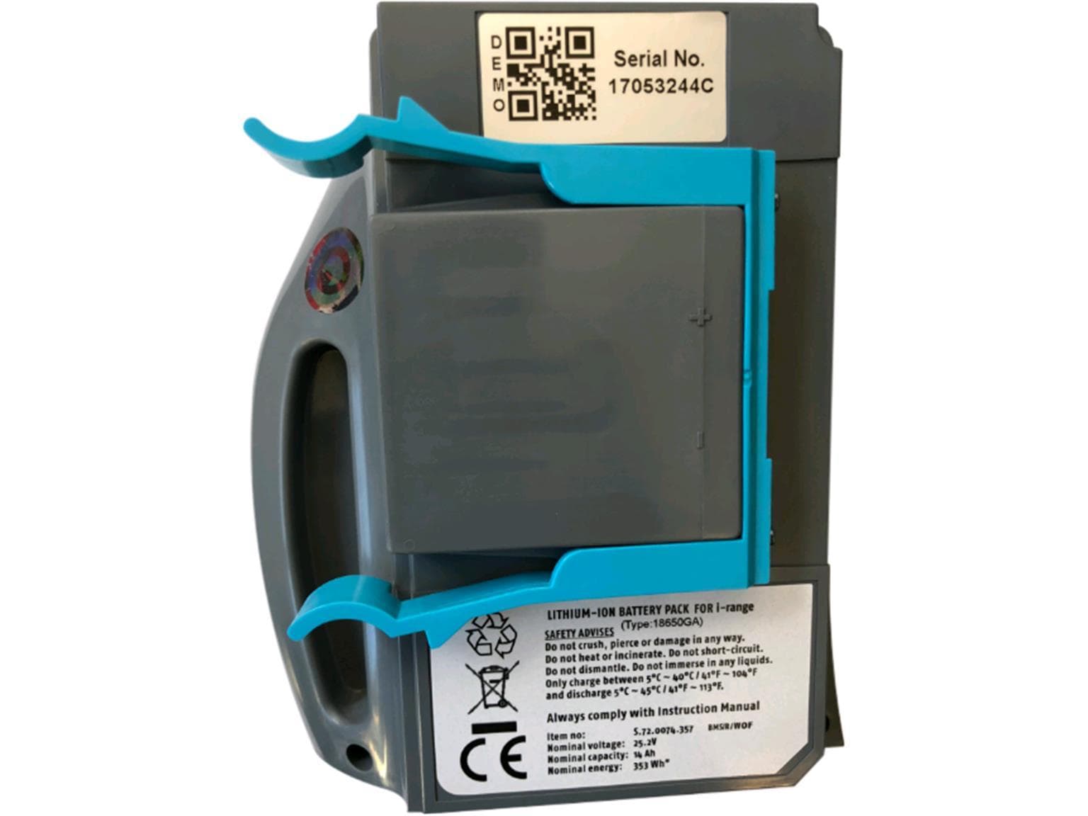 Batteria sinistra per i-Mop XXL, grigia, blu 25,2 V 14 Ah, alloggiamento grigio scuro