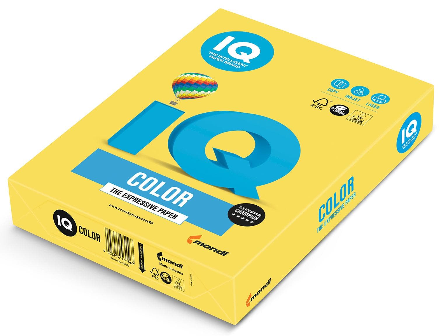 Carta per fotocopie IQ Color Intensive, A3, 80 gm2, giallo canarino