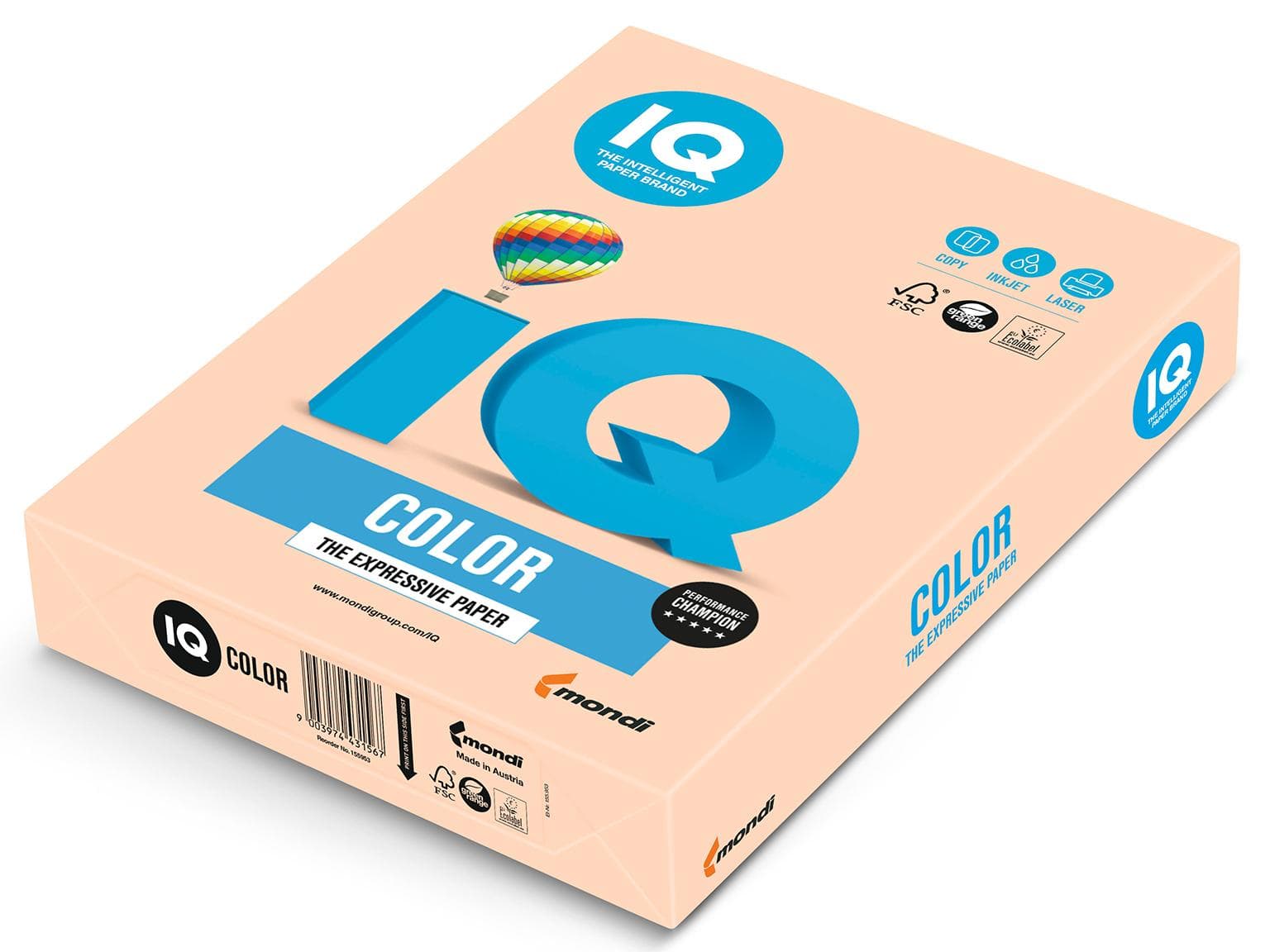Kopierpapier IQ Color Pastell, A4, 160 gm2, lachs, FSC-zertifiziert