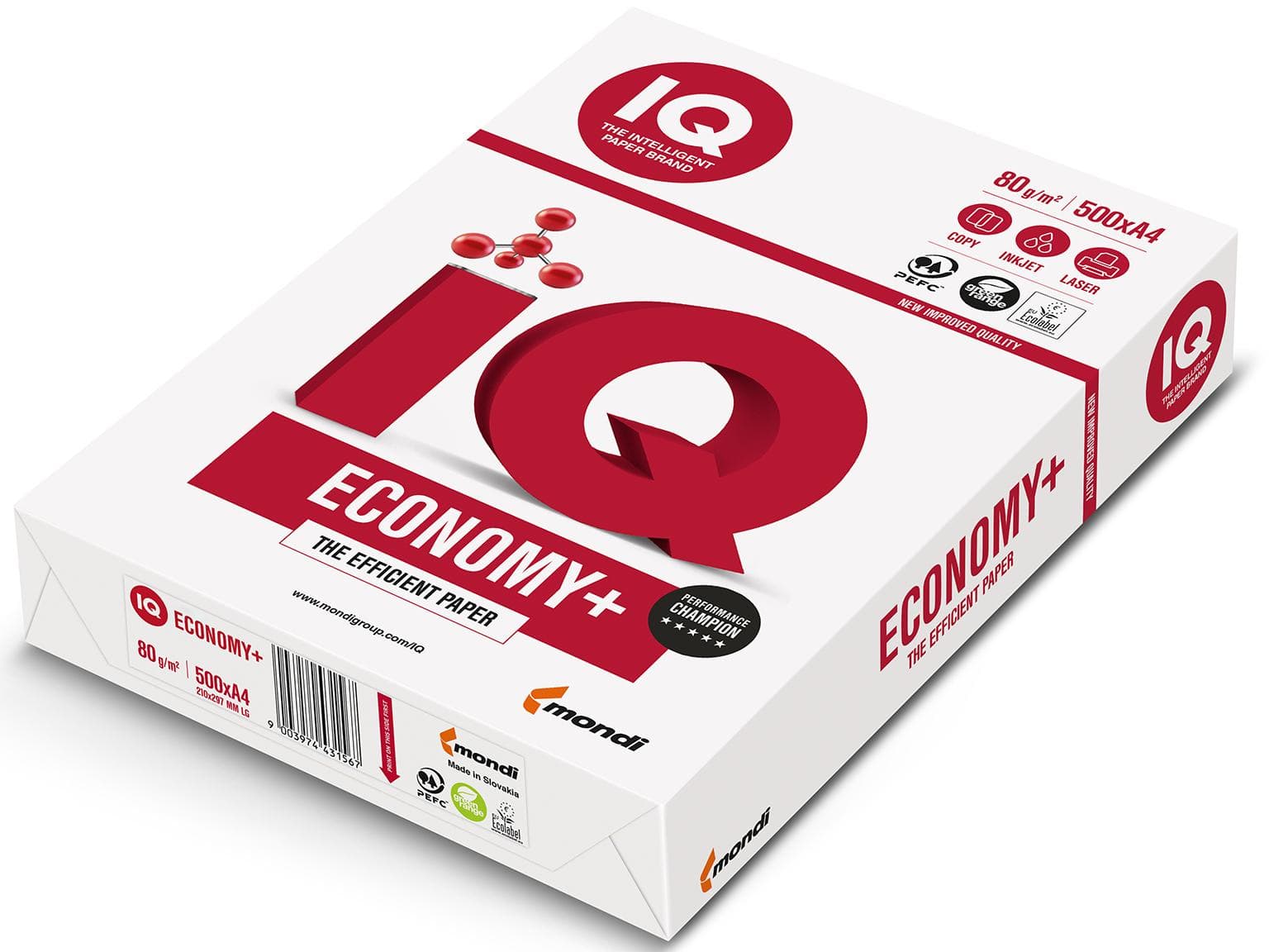 Papier copie IQ Economy +, A3, 80 g/m², blanc brillant, pour imprimantes laser et jet d'encre