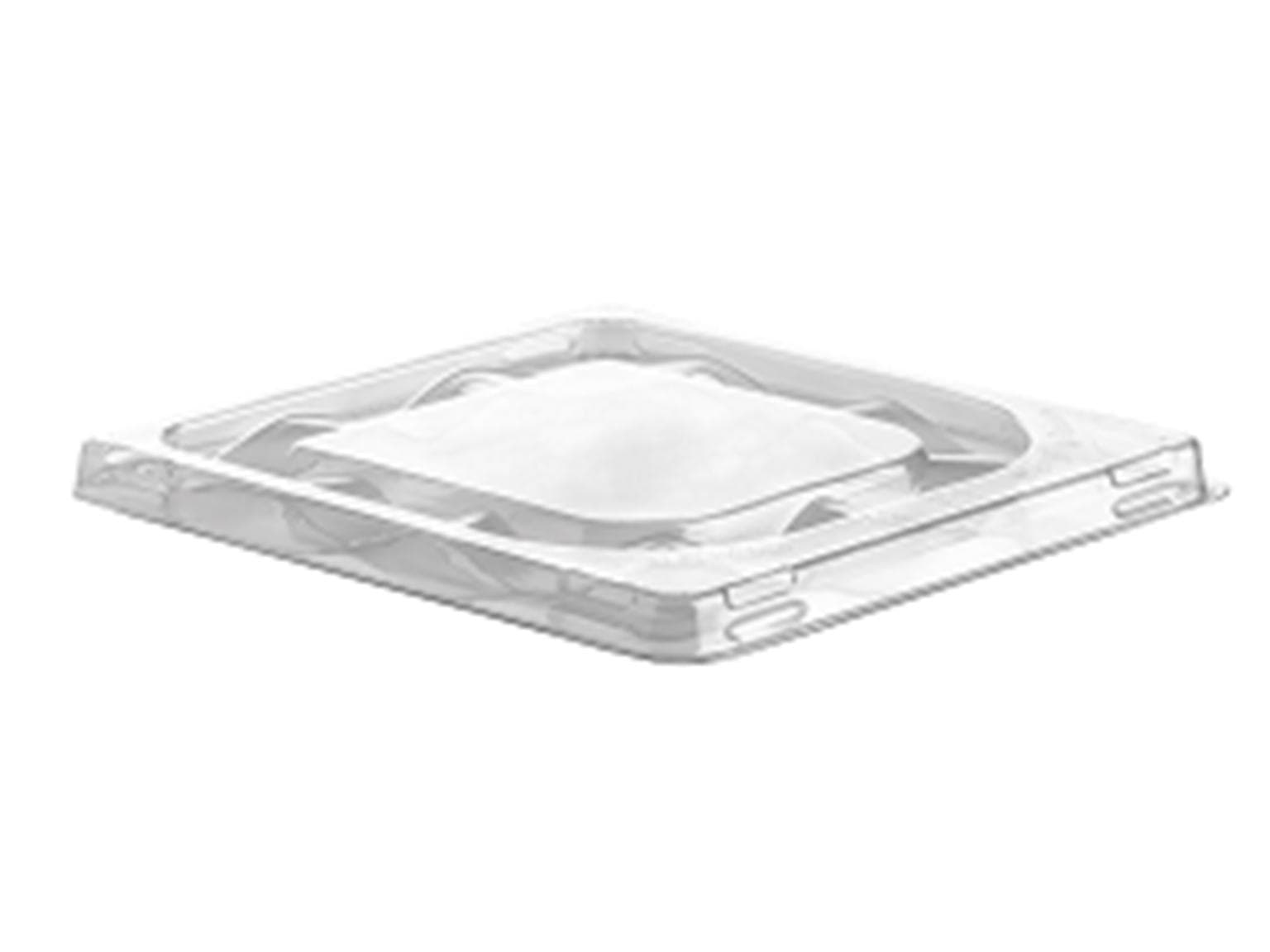 Coperchio per contenitore per gelato, in rPET trasparente, piatto, 16,5 x 18 cm