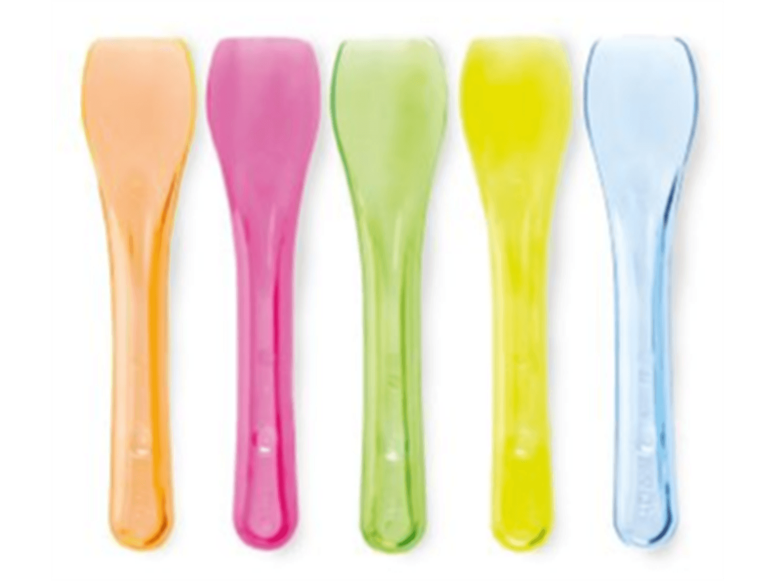 Cucchiaio per gelato in plastica (PS) colori assortiti, lunghezza 95 mm, sfuso