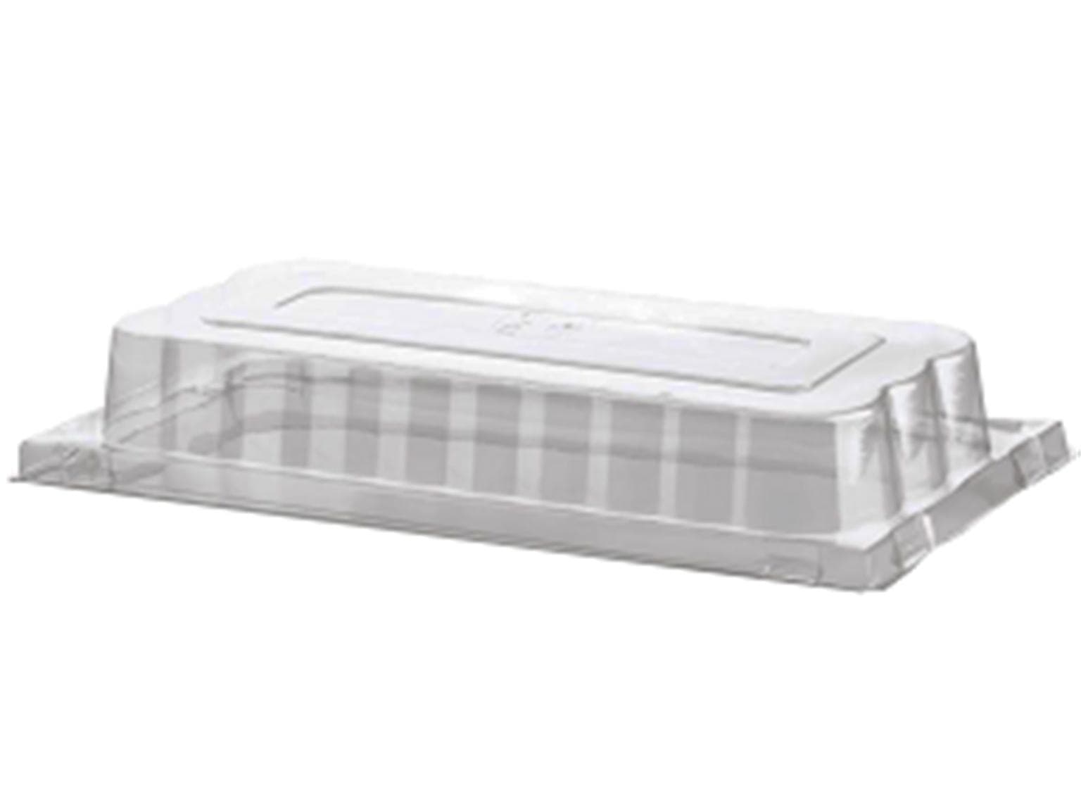 Coperchio per contenitore per gelato, in rPET trasparente, alto, 33 x 16,5 x 6,5 cm
