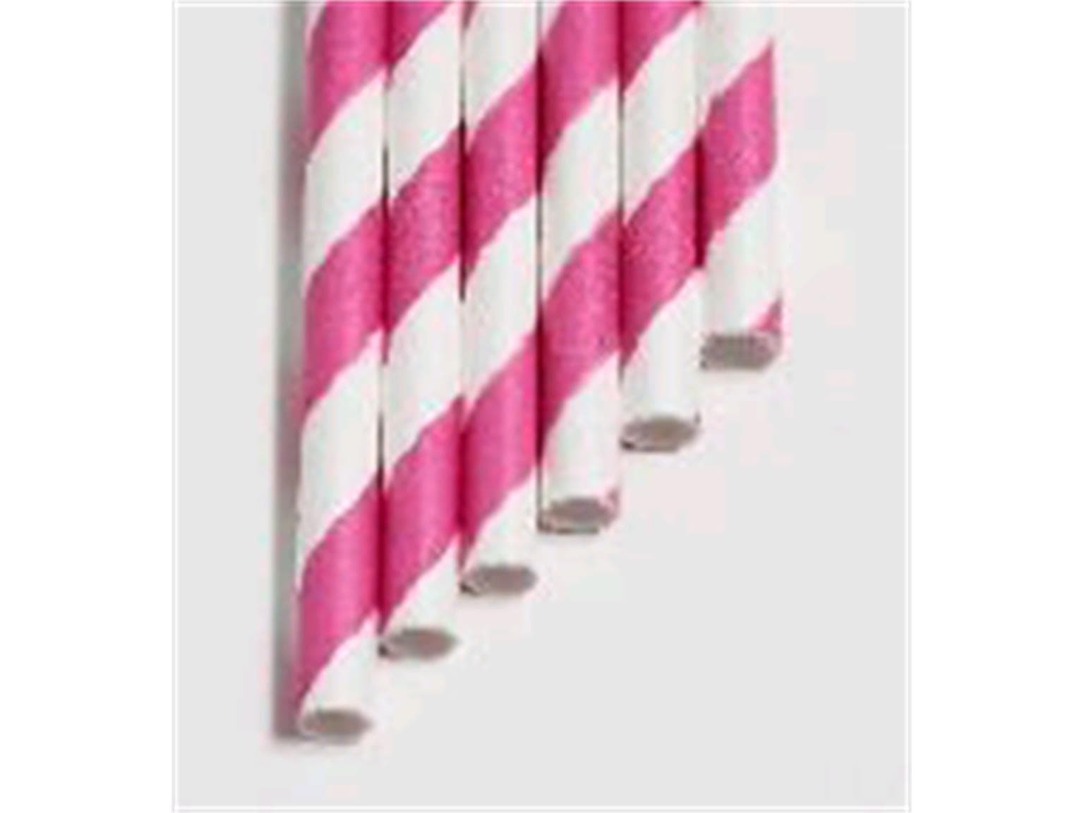 Pailles en papier droites, ø 6 mm, longueur 210 mm, couleur rose-framboise