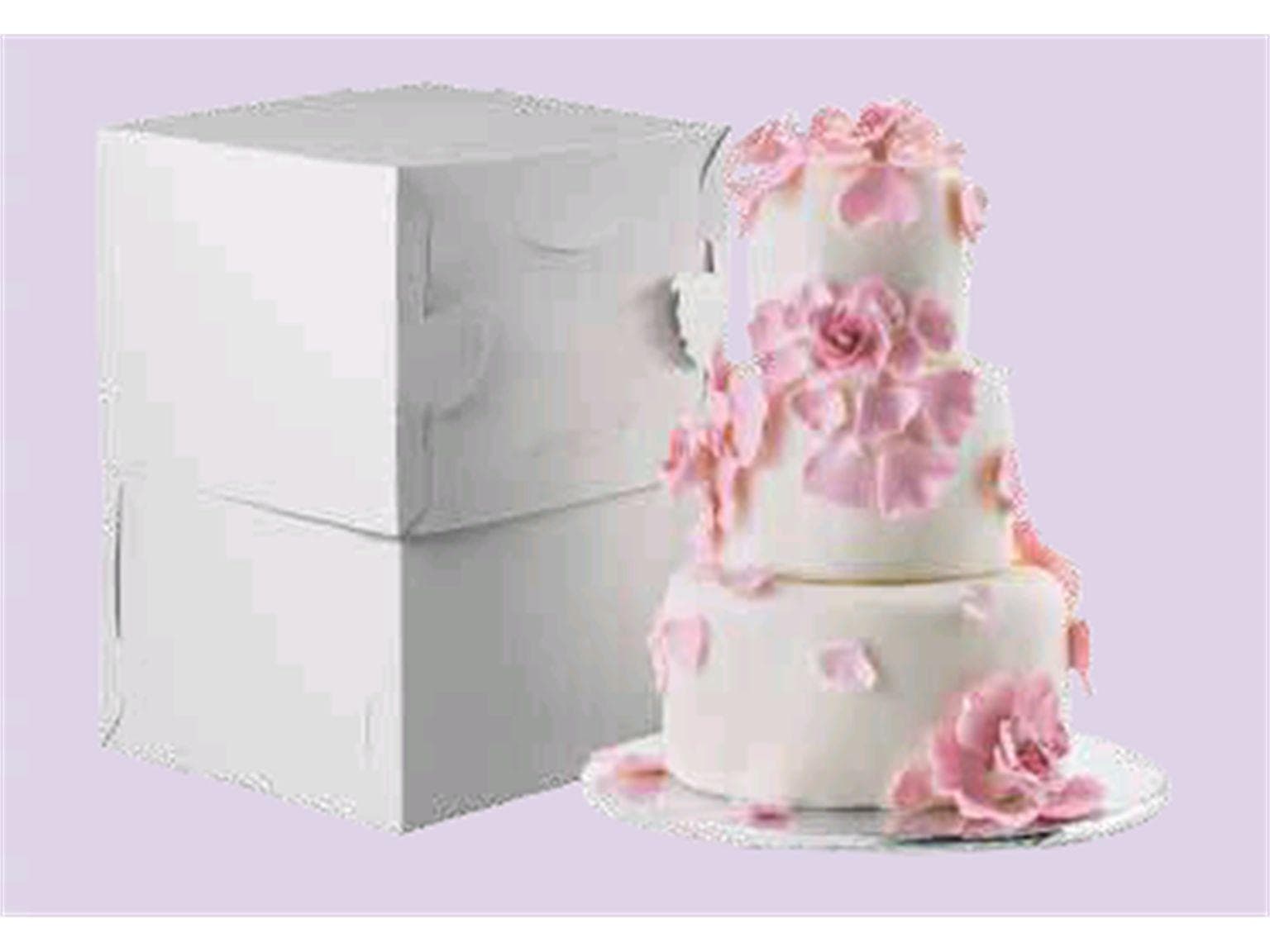 Scatola per torta 25 x 25 x 24-43 cm bianca, senza stampa, altezza regolabile