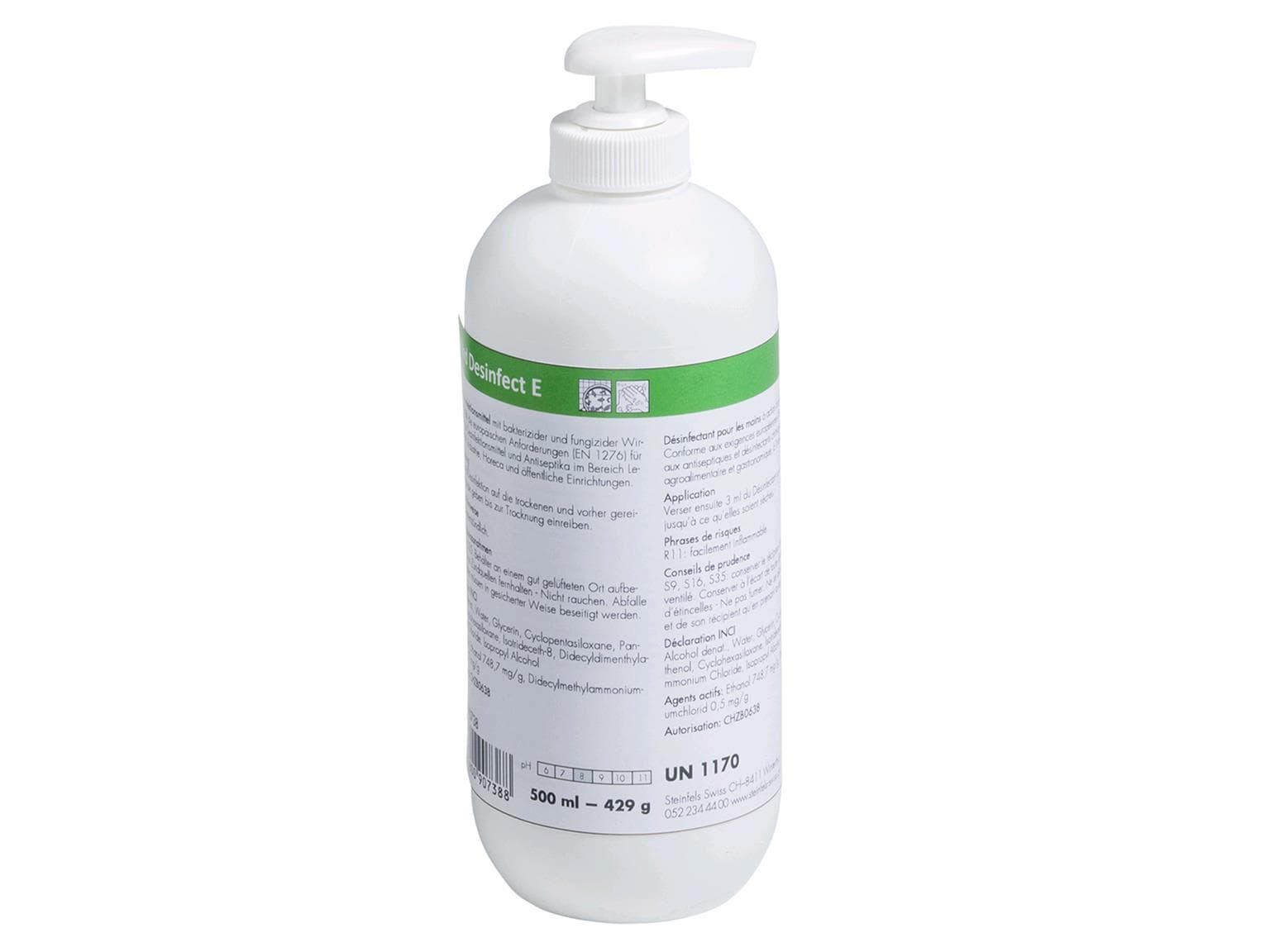 Disinfettante per le mani 500 ml Hand Desinfect E, a base di alcol,