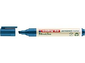 Marqueur permanent edding 22 EcoLine bleu pointe biseautée 1-5 mm, respectueux de l'environnement